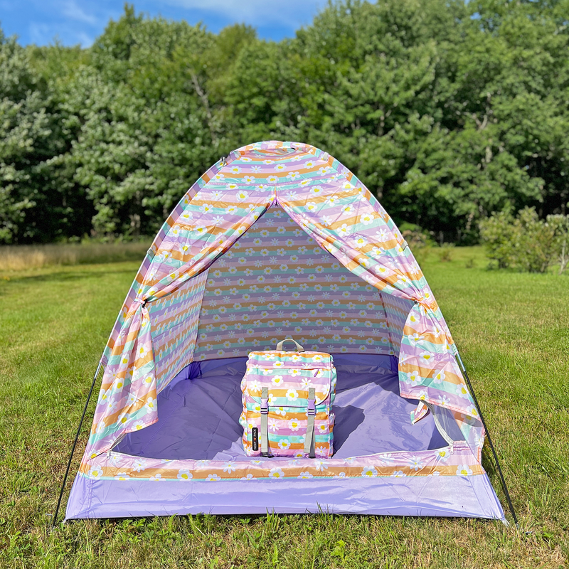 Indoor/Outdoor Camping Play Tent - Happy Daisy Stripes