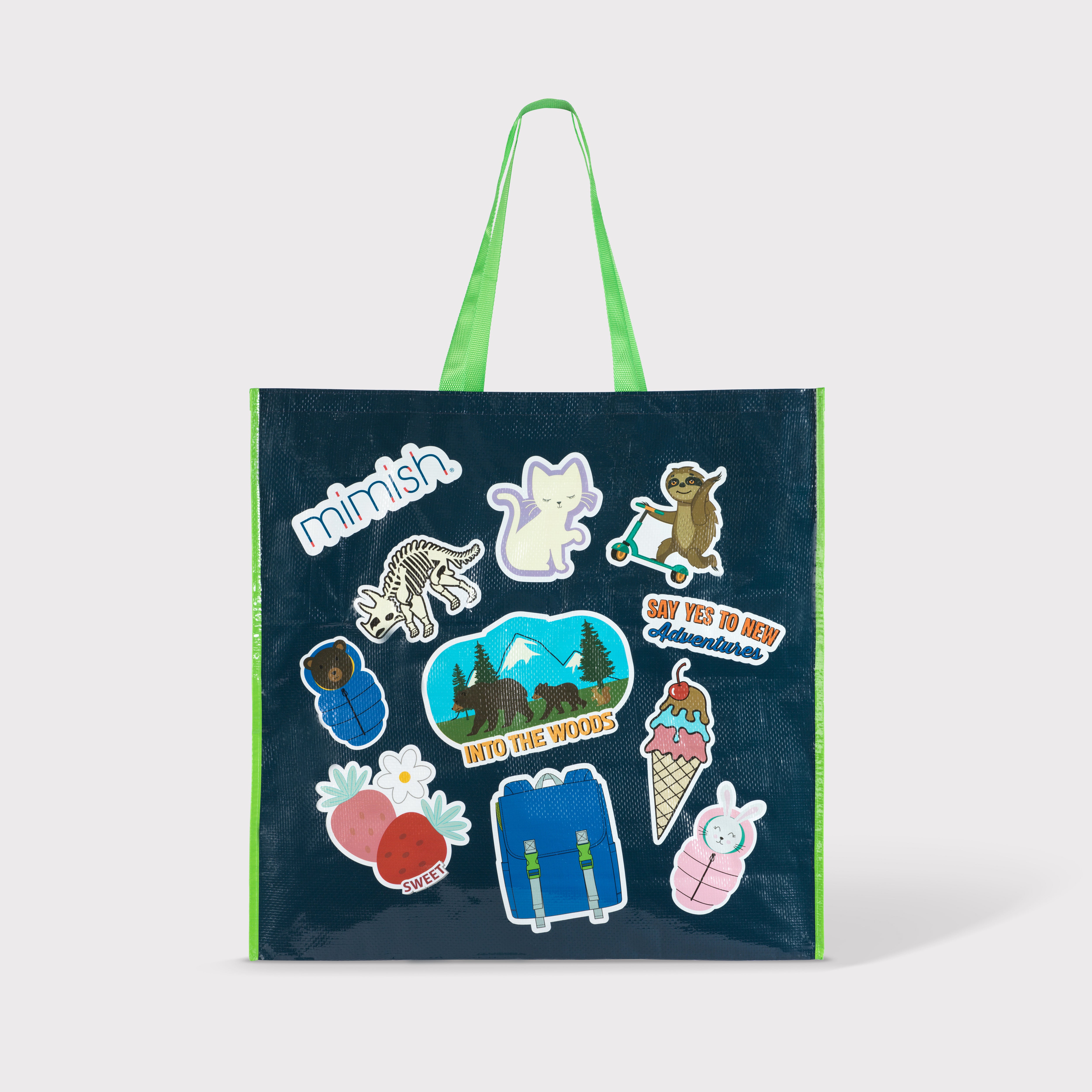 Jumbo reusable zipper tote bag in mimishdesigns signature print – 23x23 inch oversized polypropylene tote