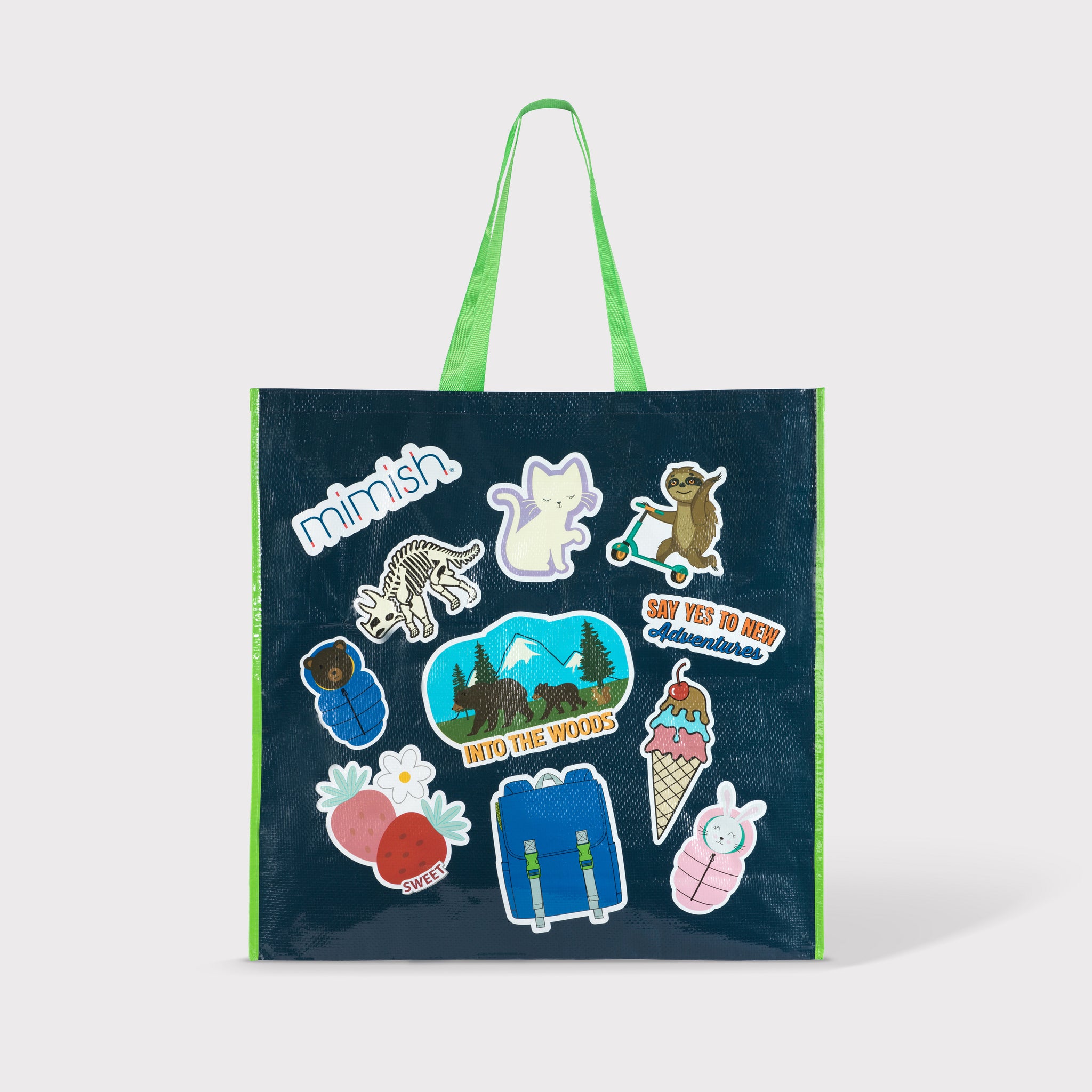 Jumbo reusable zipper tote bag in mimishdesigns signature print – 23x23 inch oversized polypropylene tote