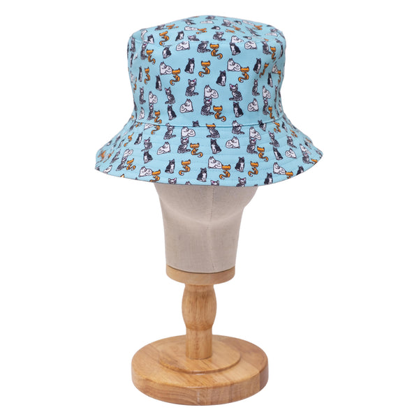 Reversible Bucket Hat – Pals in Print Collection: Sweet Cats