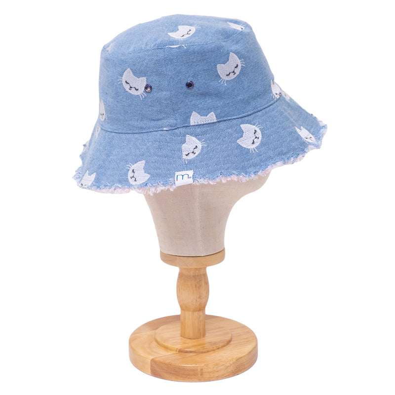 Reversible Denim Hat – Kittens Pink Canvas – mimish,