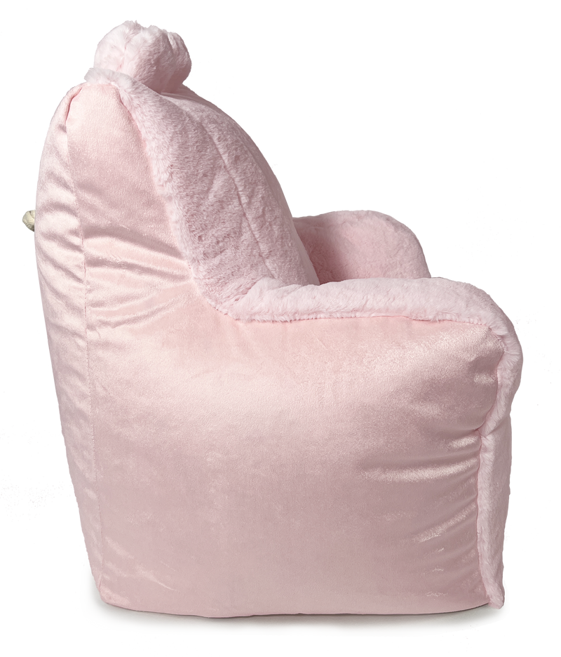 Little Kid's Armchair Beanbag in Super Soft Faux Fur - Ballet Pink