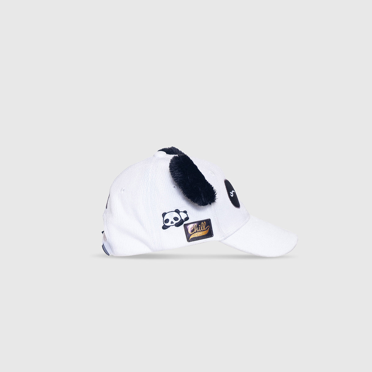 Corduroy Baseball Hat – Panda Face with Furry Ears