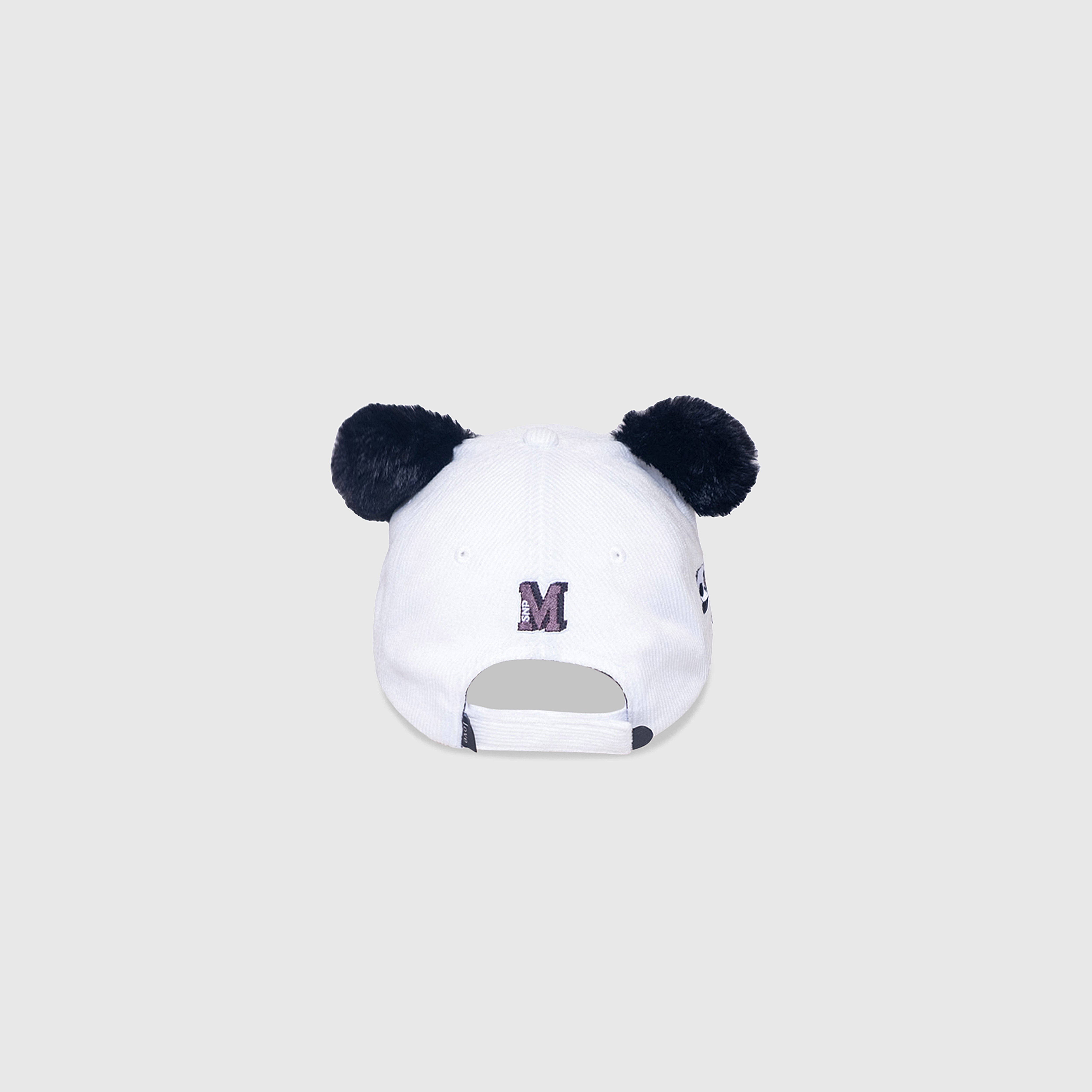 Corduroy Baseball Hat – Panda Face with Furry Ears