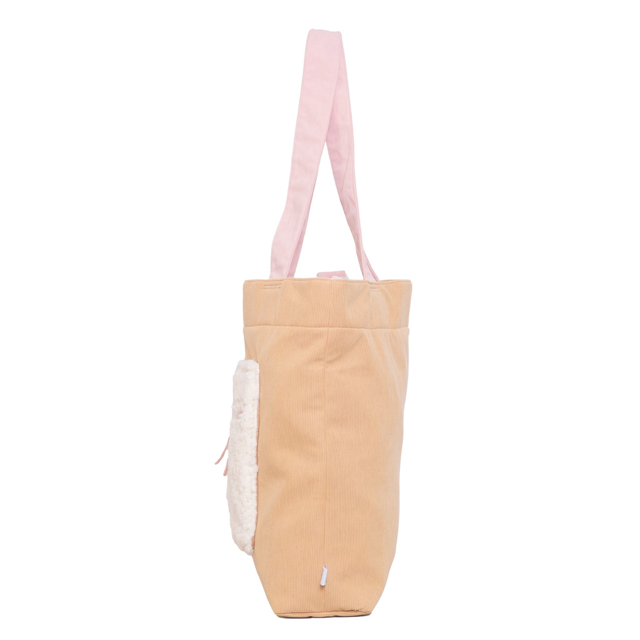 Color Block Tote – Corduroy & Sherpa Bag with Double Pockets + Cozy Coin Purse, Curry