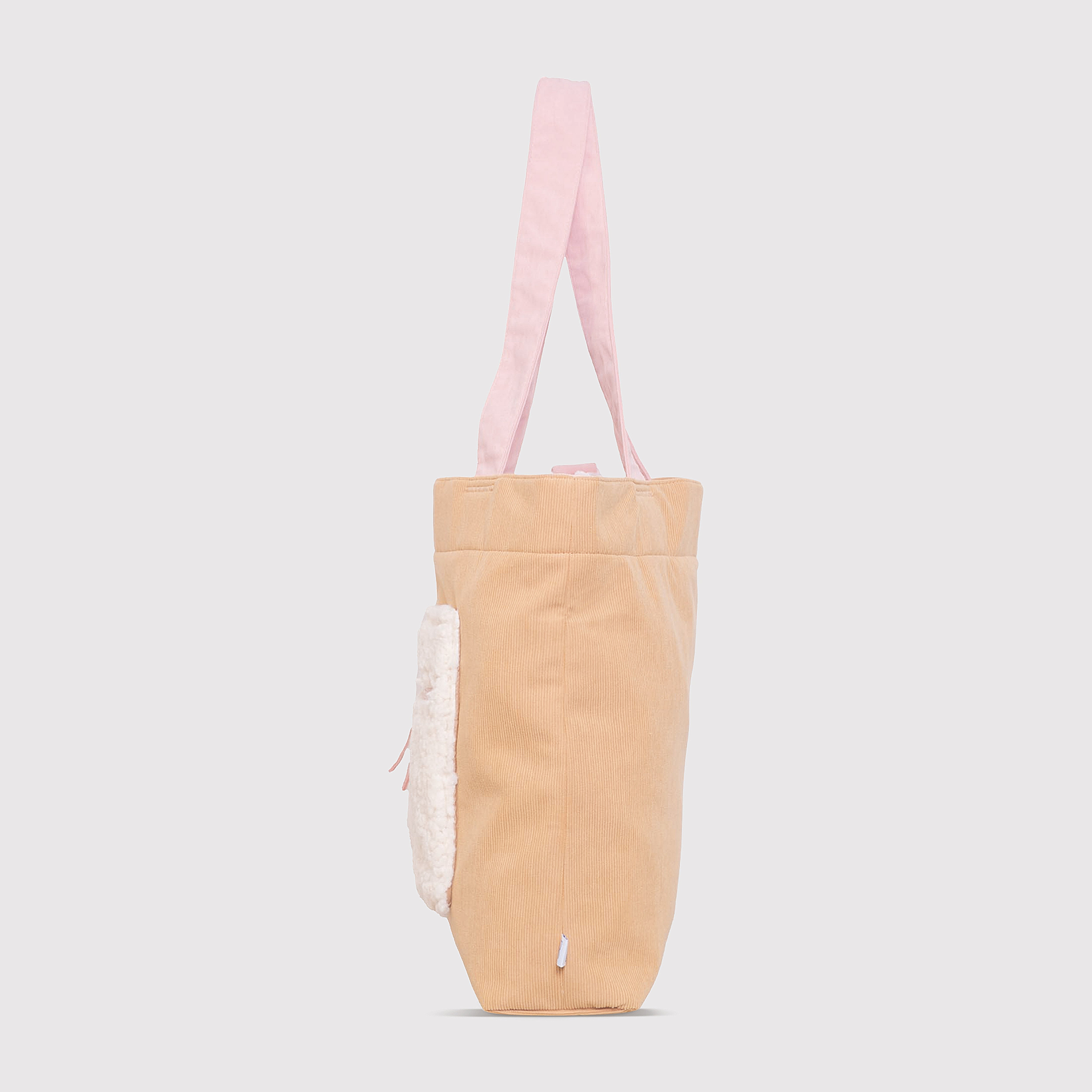 Color Block Tote – Corduroy & Sherpa Bag with Double Pockets + Cozy Coin Purse, Curry