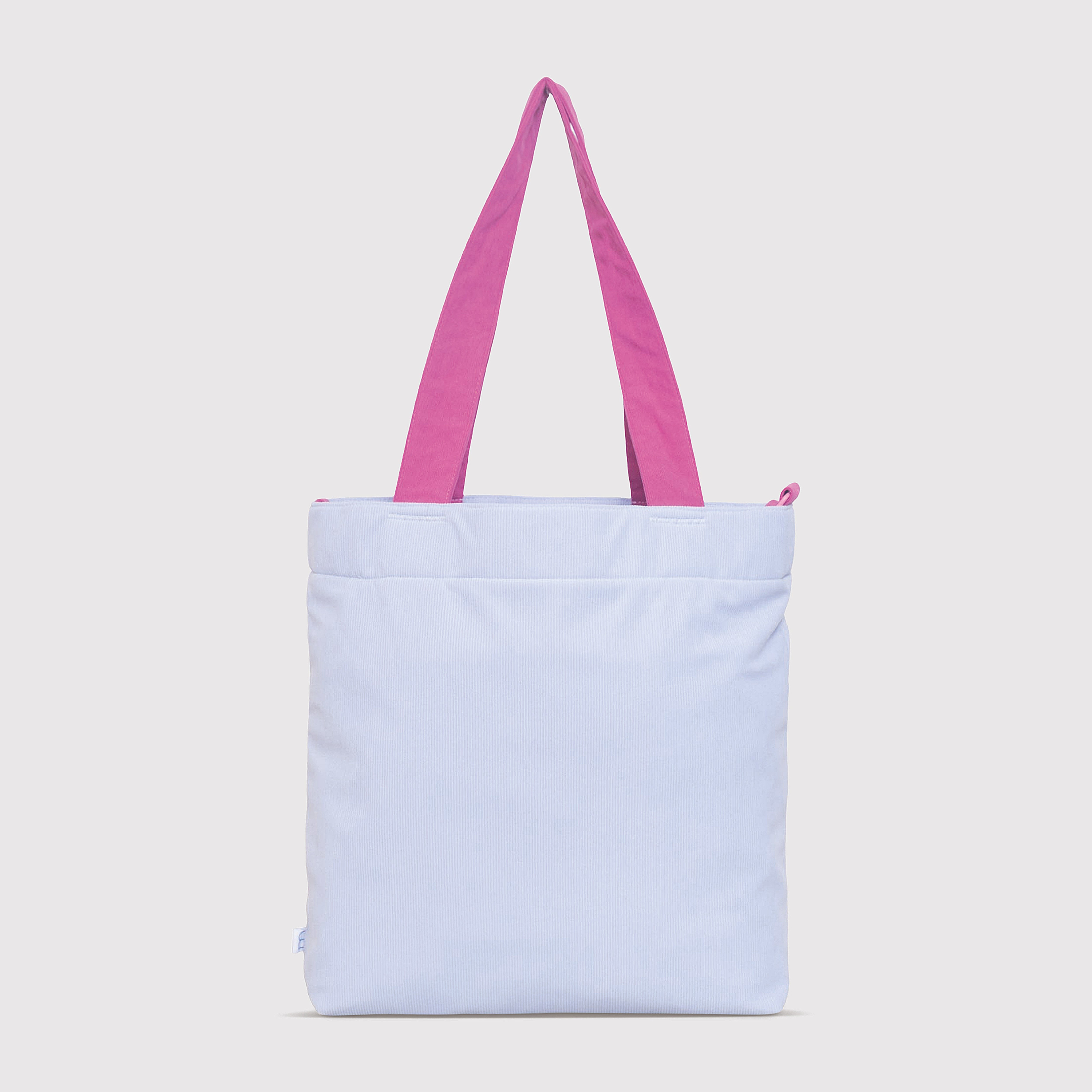 Color Block Tote – Corduroy & Sherpa Bag with Double Pockets + Cozy Coin Purse, BlueBell