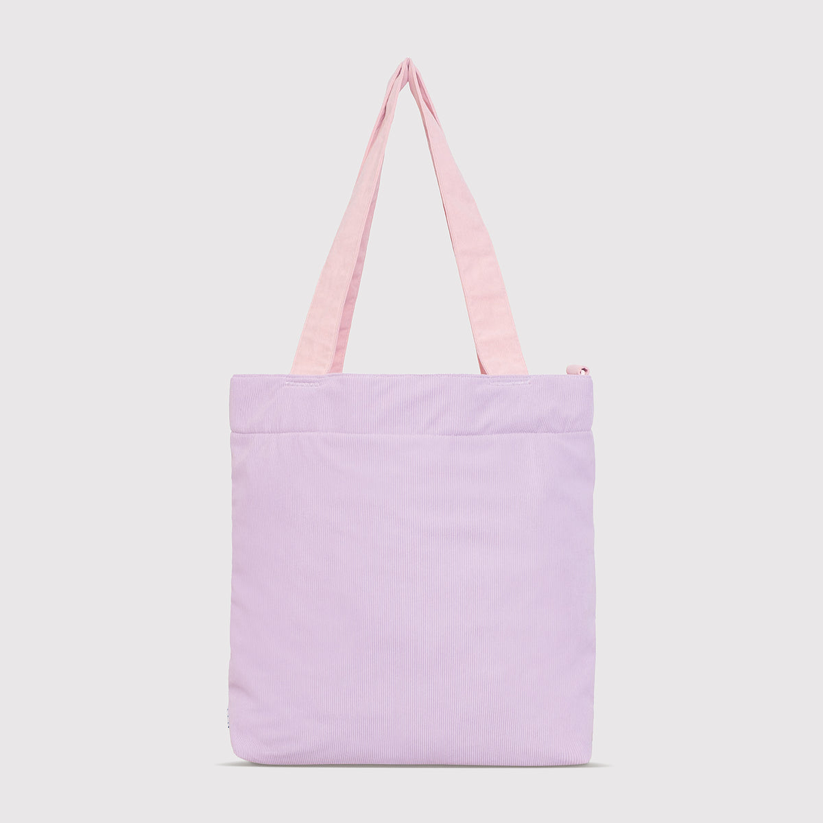 Color Block Tote – Corduroy & Sherpa Bag with Double Pockets + Cozy Coin Purse, Orchid Petal