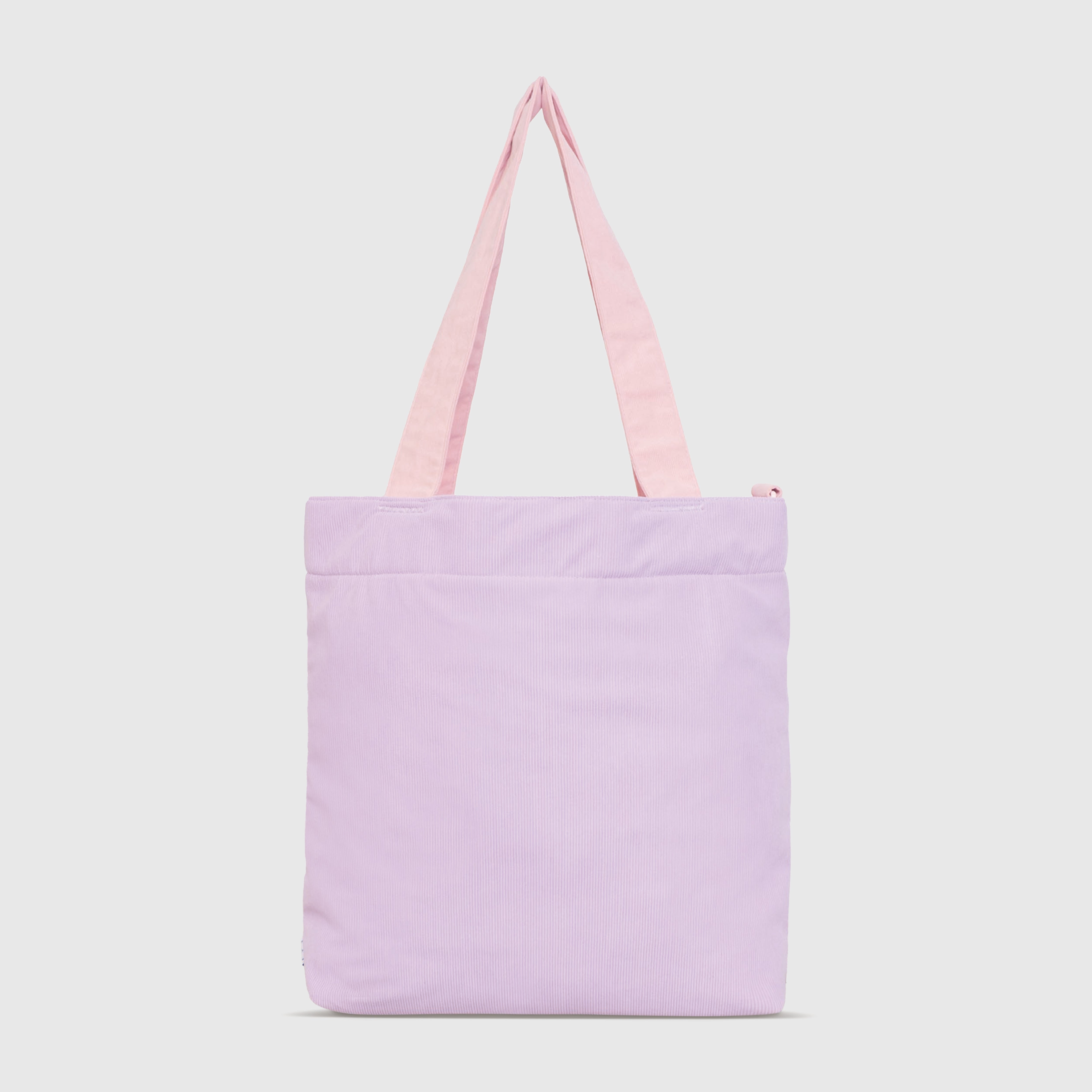 Color Block Tote – Corduroy & Sherpa Bag with Double Pockets + Cozy Coin Purse, Orchid Petal