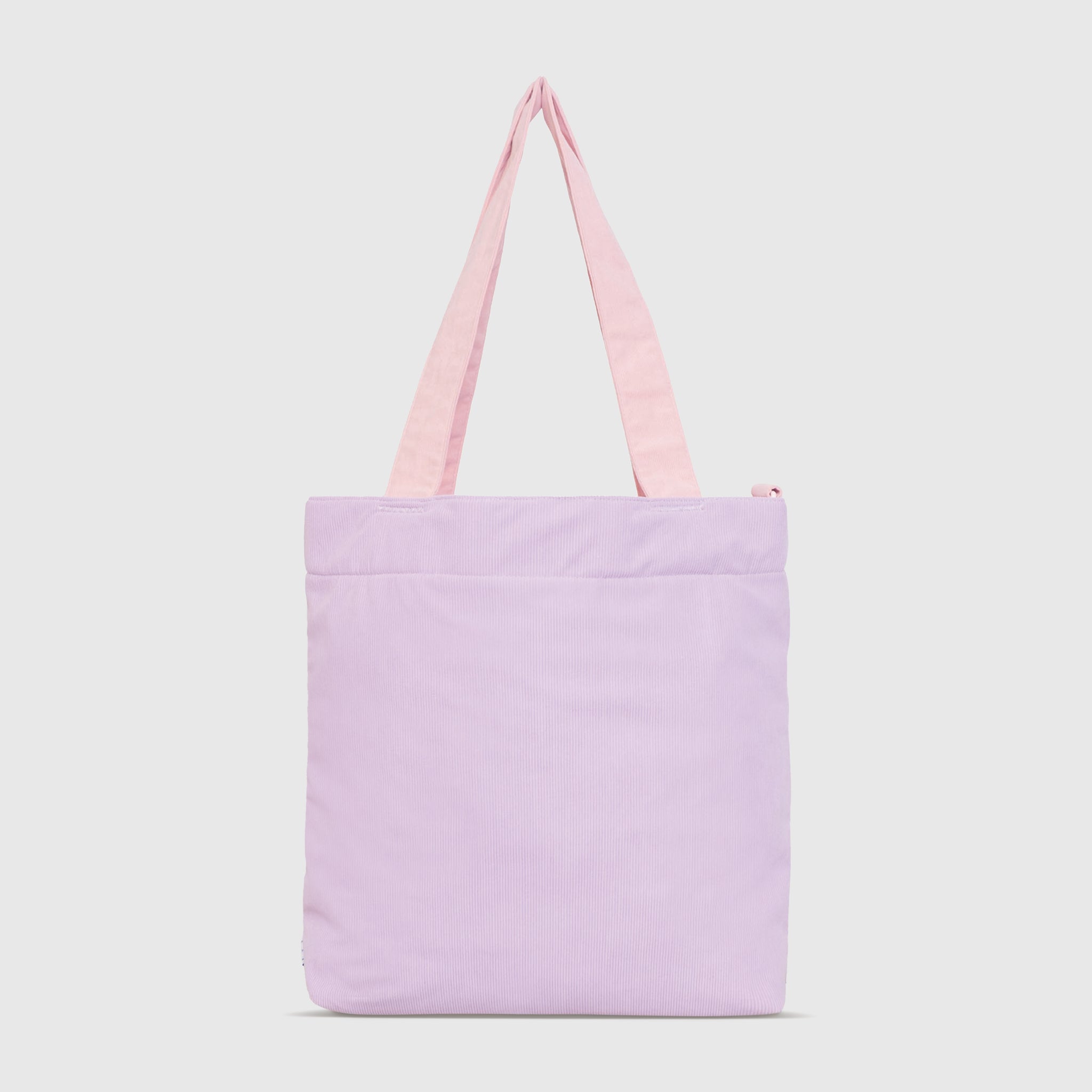 Color Block Tote – Corduroy & Sherpa Bag with Double Pockets + Cozy Coin Purse, Orchid Petal