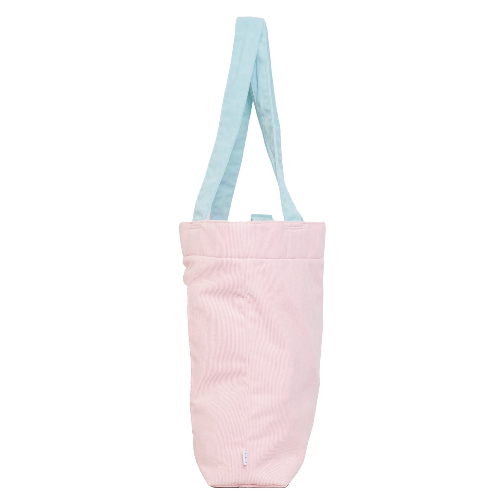 Color Block Tote – Corduroy & Sherpa Bag with Double Pockets + Cozy Coin Purse, Cotton Candy