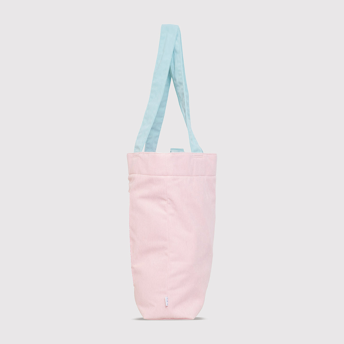 Color Block Tote – Corduroy & Sherpa Bag with Double Pockets + Cozy Coin Purse, Cotton Candy