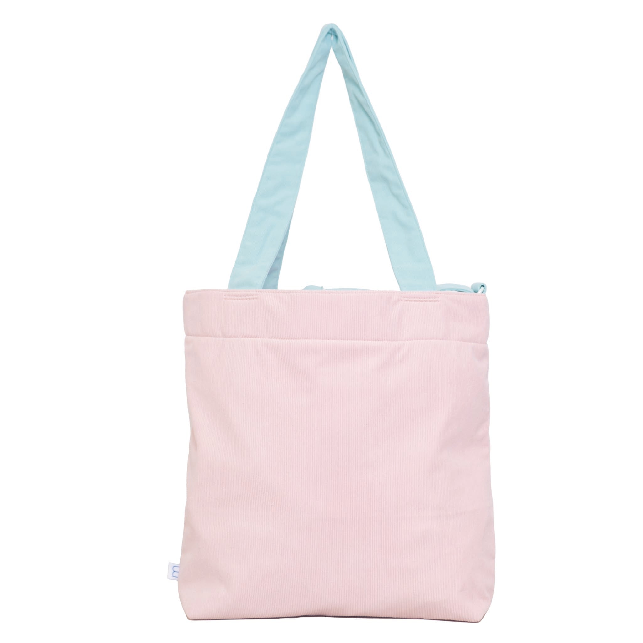 Color Block Tote – Corduroy & Sherpa Bag with Double Pockets + Cozy Coin Purse, Cotton Candy