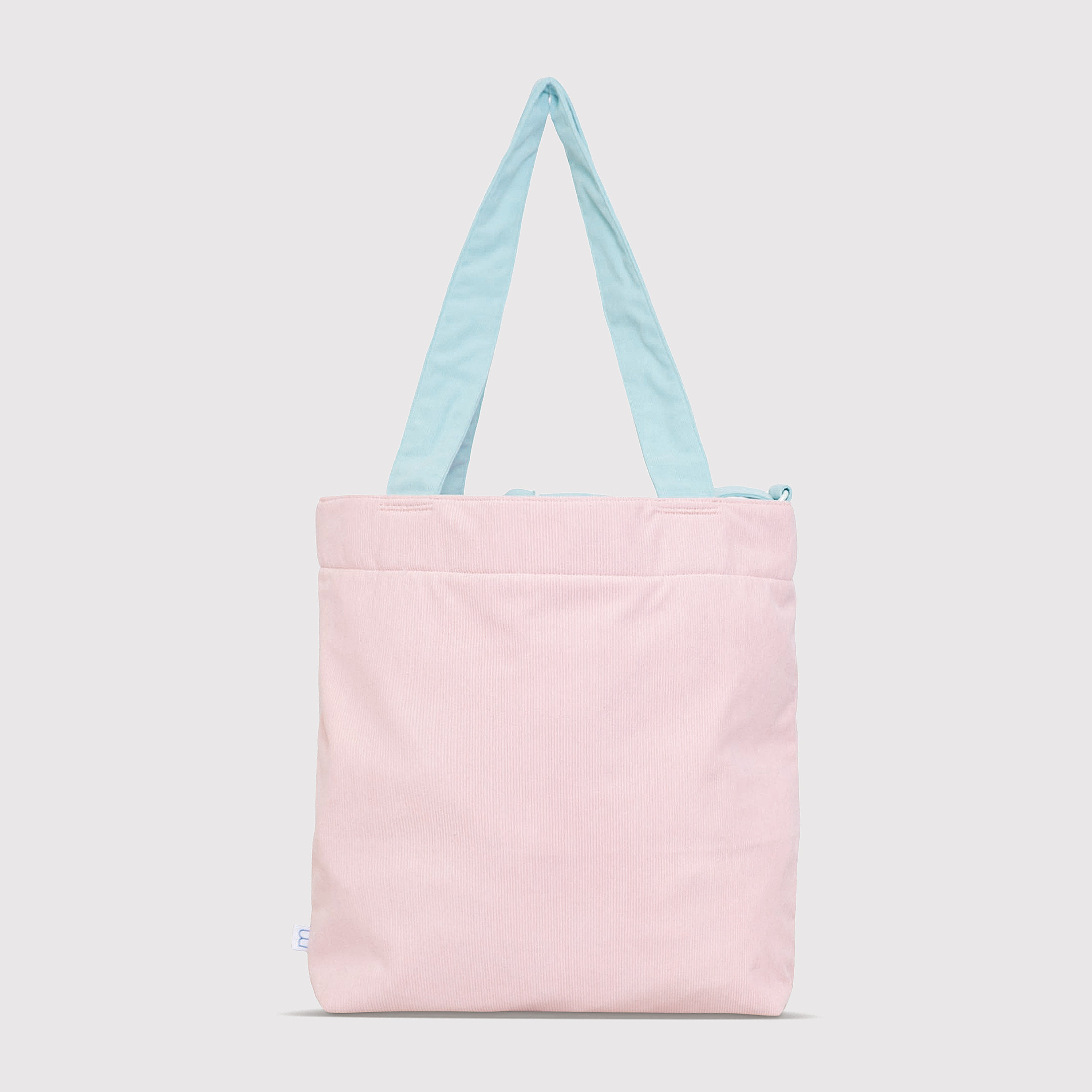 Color Block Tote – Corduroy & Sherpa Bag with Double Pockets + Cozy Coin Purse, Cotton Candy