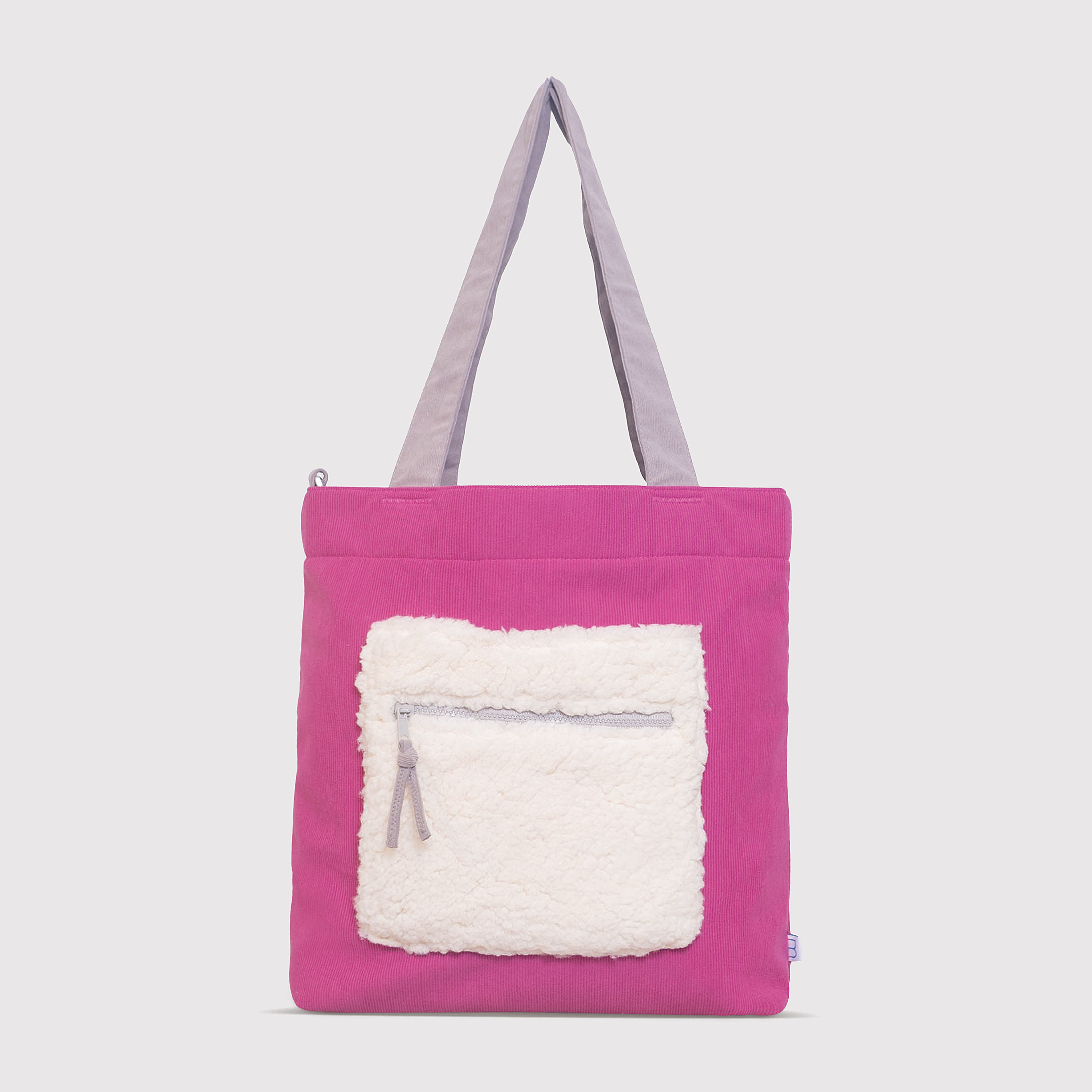 Color Block Tote – Corduroy & Sherpa Bag with Double Pockets + Cozy Coin Purse, Hibisucs