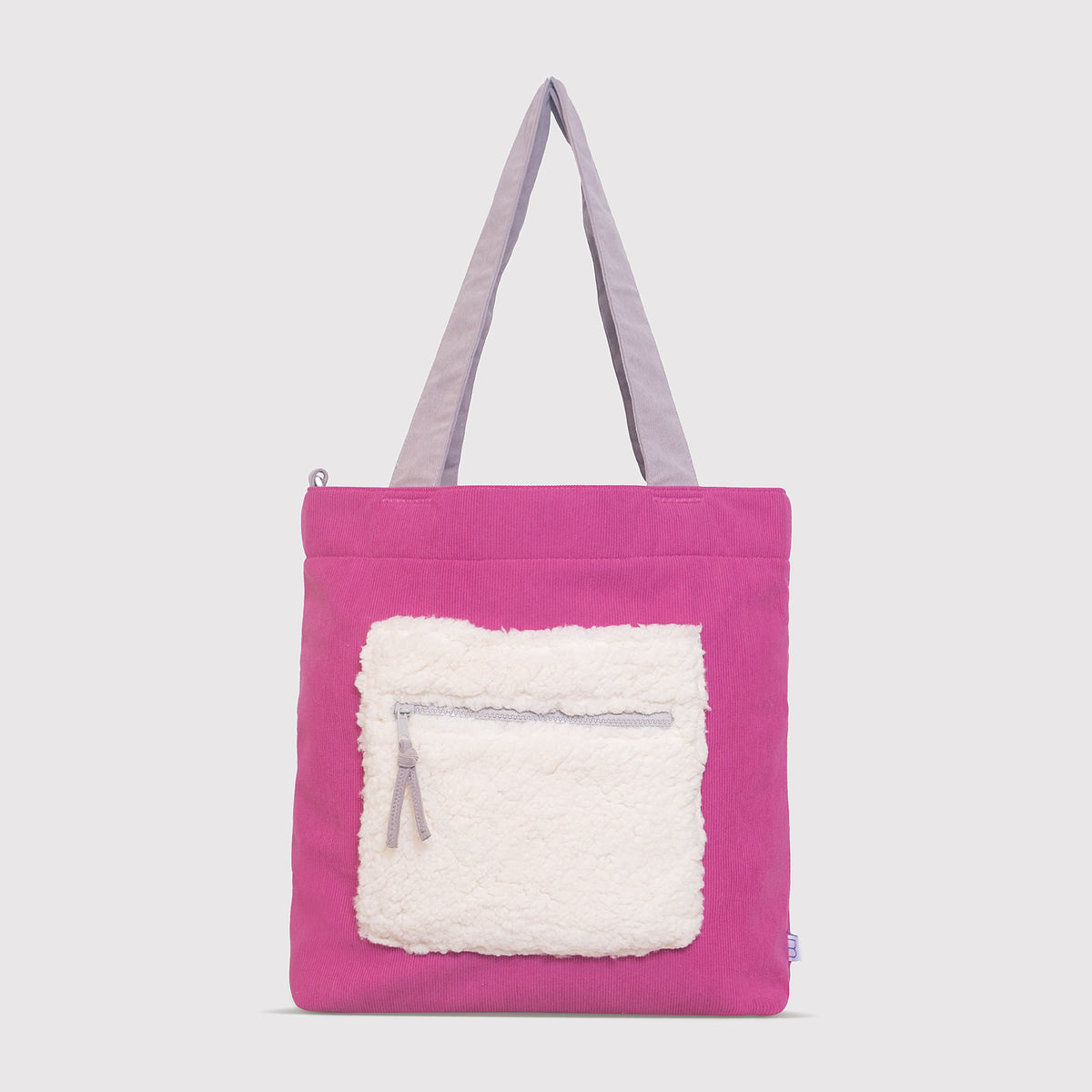 Color Block Tote – Corduroy & Sherpa Bag with Double Pockets + Cozy Coin Purse, Hibisucs