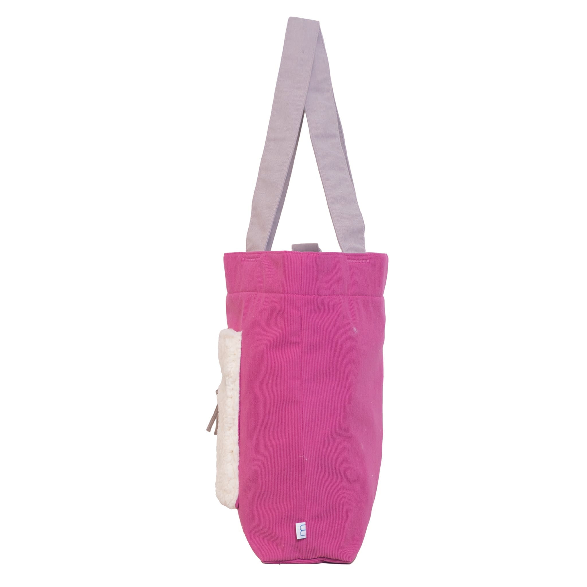 Color Block Tote – Corduroy & Sherpa Bag with Double Pockets + Cozy Coin Purse, Hibisucs