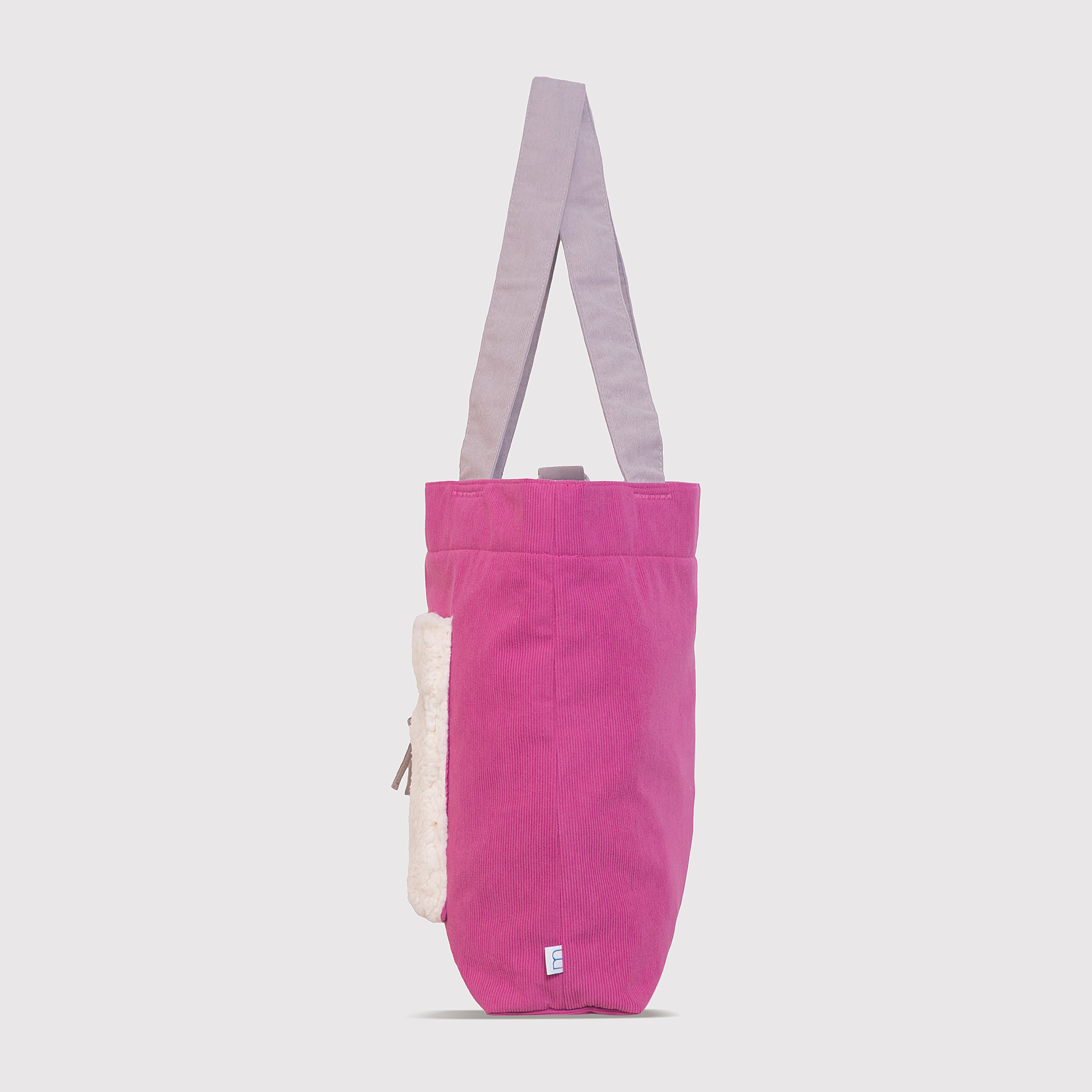 Color Block Tote – Corduroy & Sherpa Bag with Double Pockets + Cozy Coin Purse, Hibisucs
