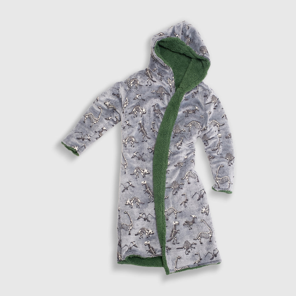 Cozy Switch Robe – Green Dino Bones – mimish, inc.