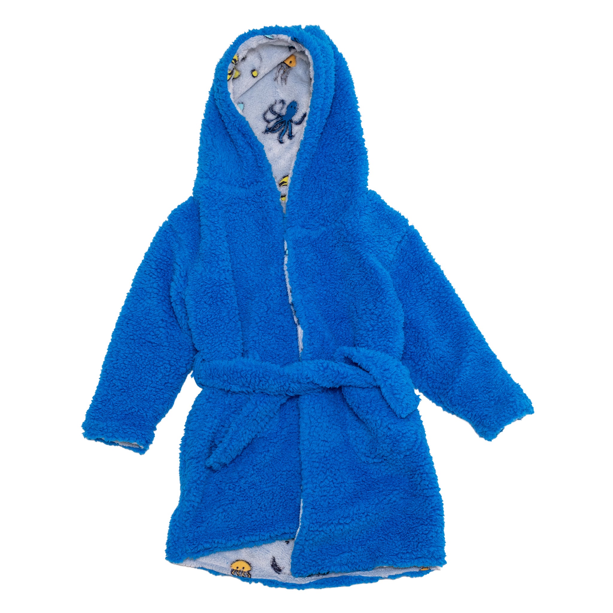 Cozy Switch Robe – Reversible Glow-in-the-Dark & Sherpa Robe for Kids, Sea Critters