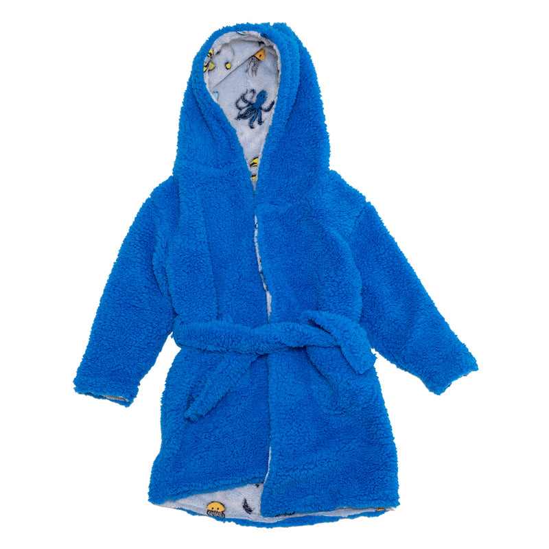 Cozy Switch Robe – Reversible Glow-in-the-Dark & Sherpa Robe for Kids, Sea Critters