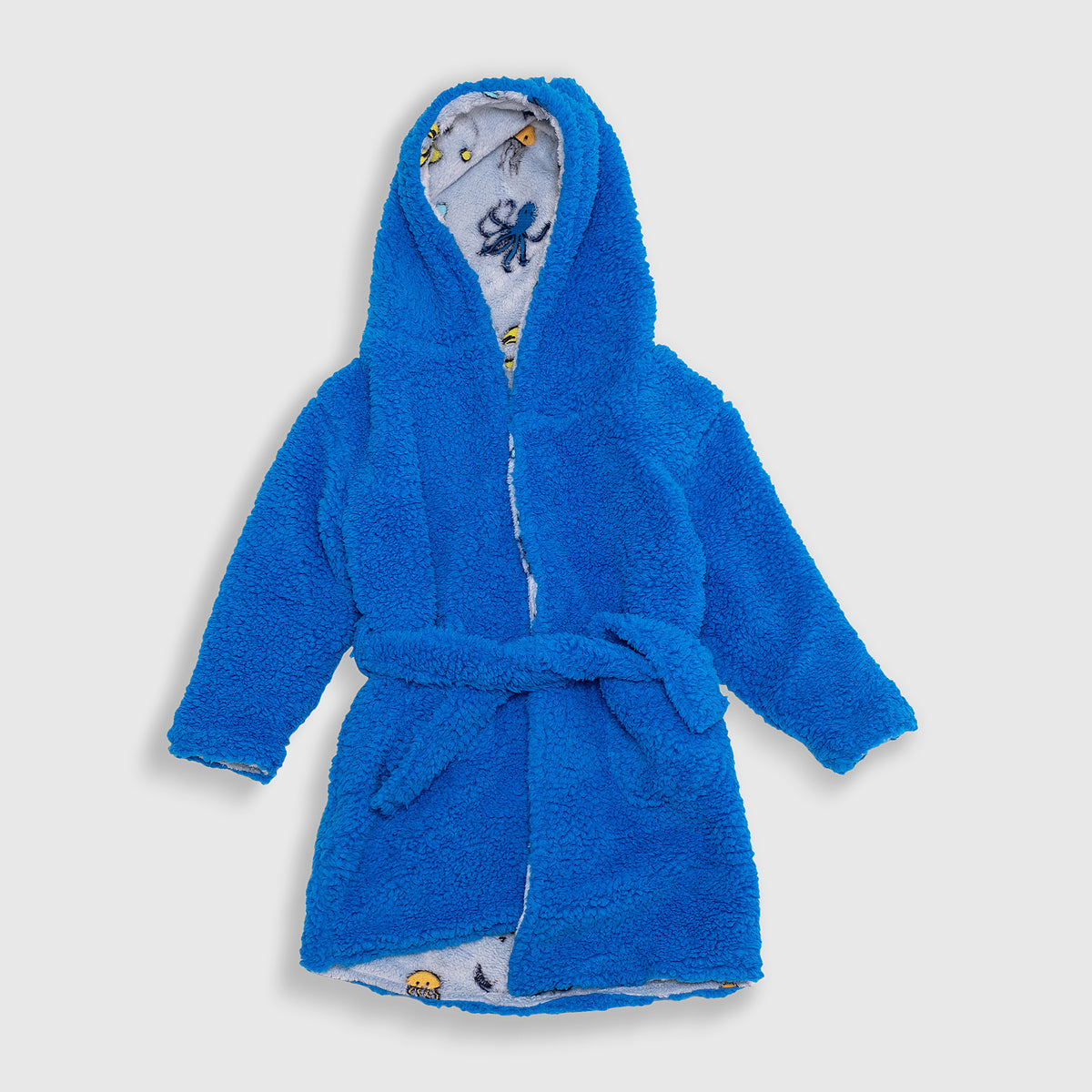 Cozy Switch Robe – Reversible Glow-in-the-Dark & Sherpa Robe for Kids, Sea Critters