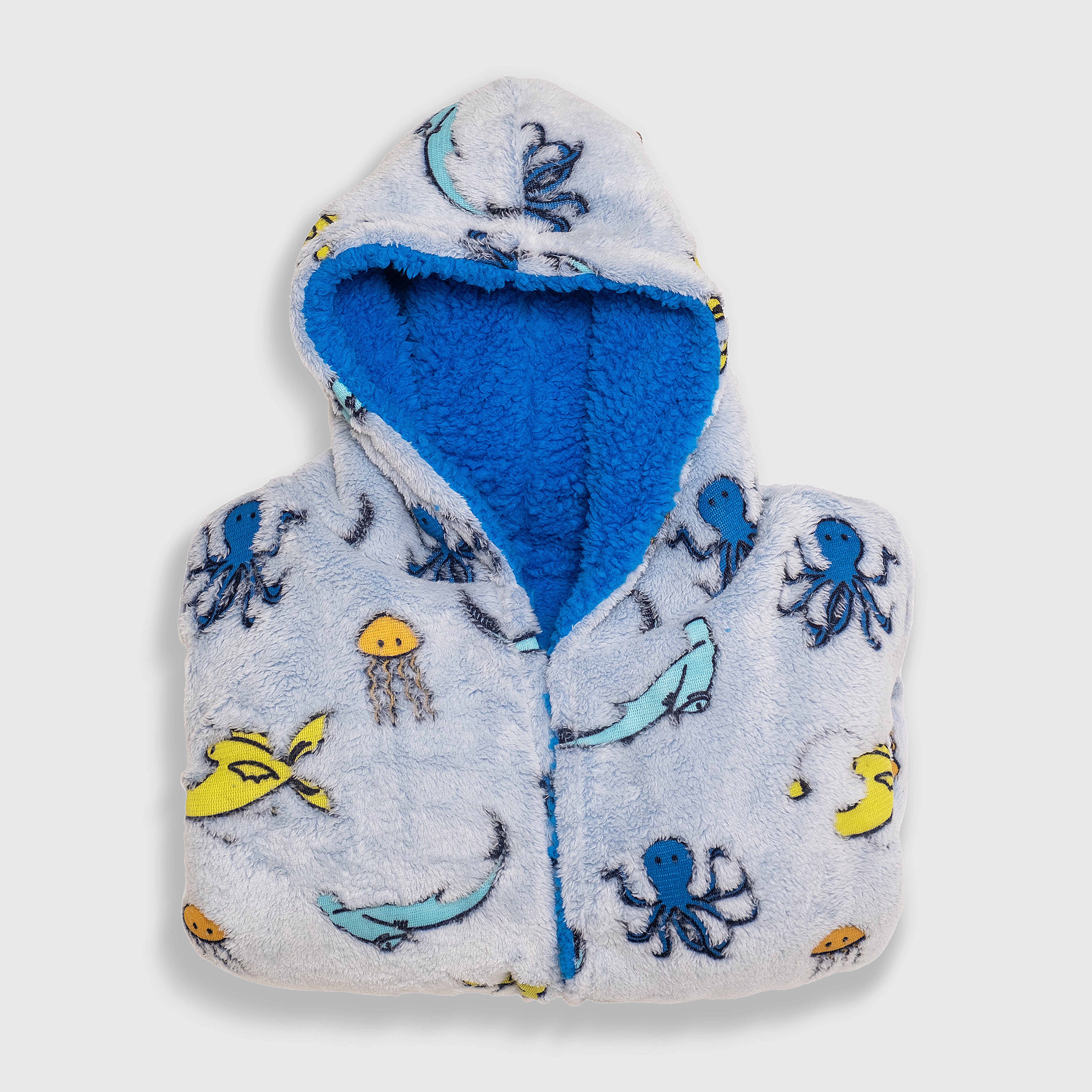 Cozy Switch Robe – Reversible Glow-in-the-Dark & Sherpa Robe for Kids, Sea Critters