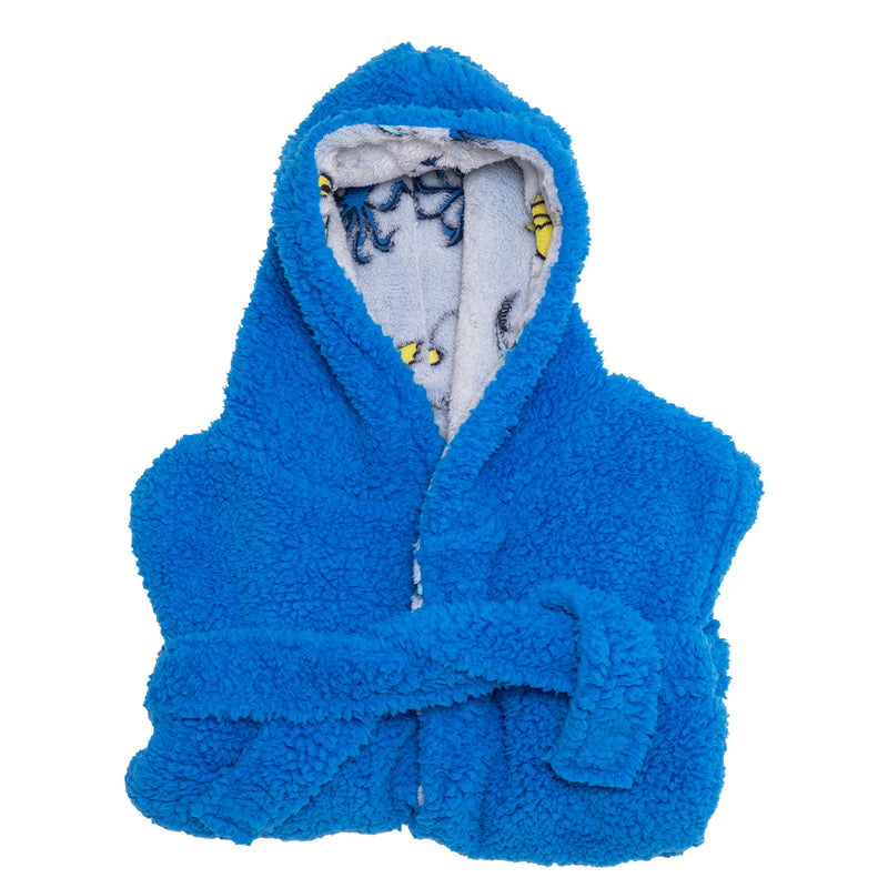 Cozy Switch Robe – Reversible Glow-in-the-Dark & Sherpa Robe for Kids, Sea Critters