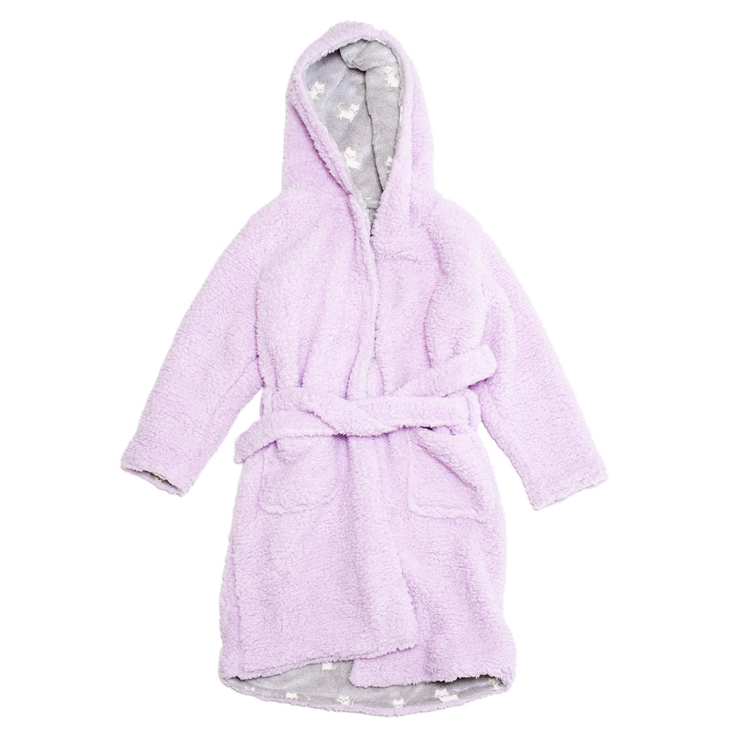 Cozy Switch Robe – Reversible Glow-in-the-Dark & Sherpa Robe for Kids, Orchid Kittens