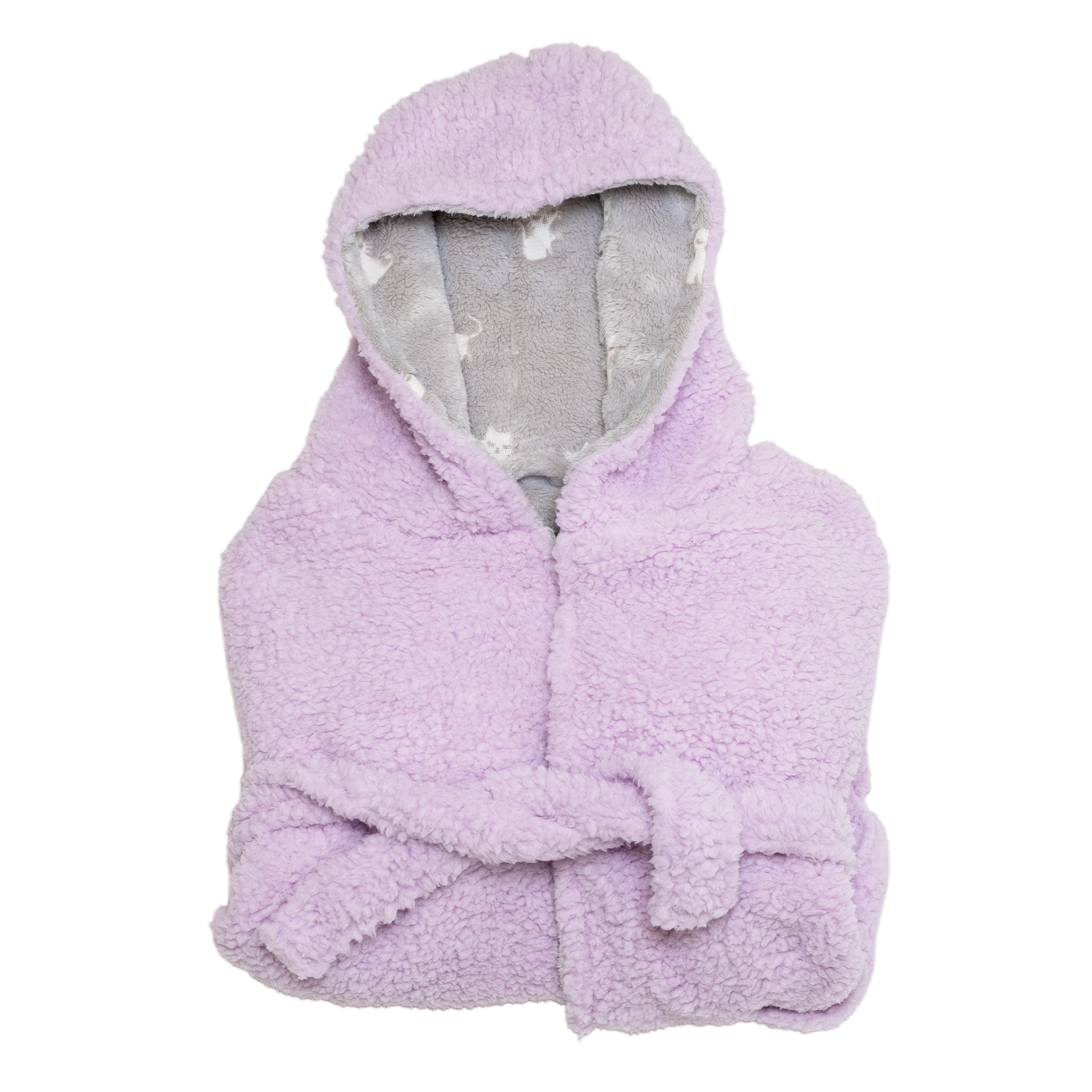 Cozy Switch Robe – Reversible Glow-in-the-Dark & Sherpa Robe for Kids, Orchid Kittens