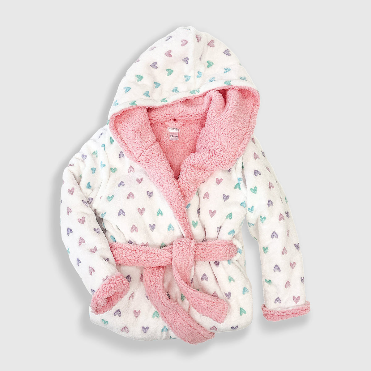 Cozy Switch Robe – Reversible Glow-in-the-Dark & Sherpa Robe for Kids, Pink Hearts