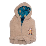 Cozy Switch Robe – Reversible Sherpa & Printed Mink Robe with Appliqué, Skating Sloths