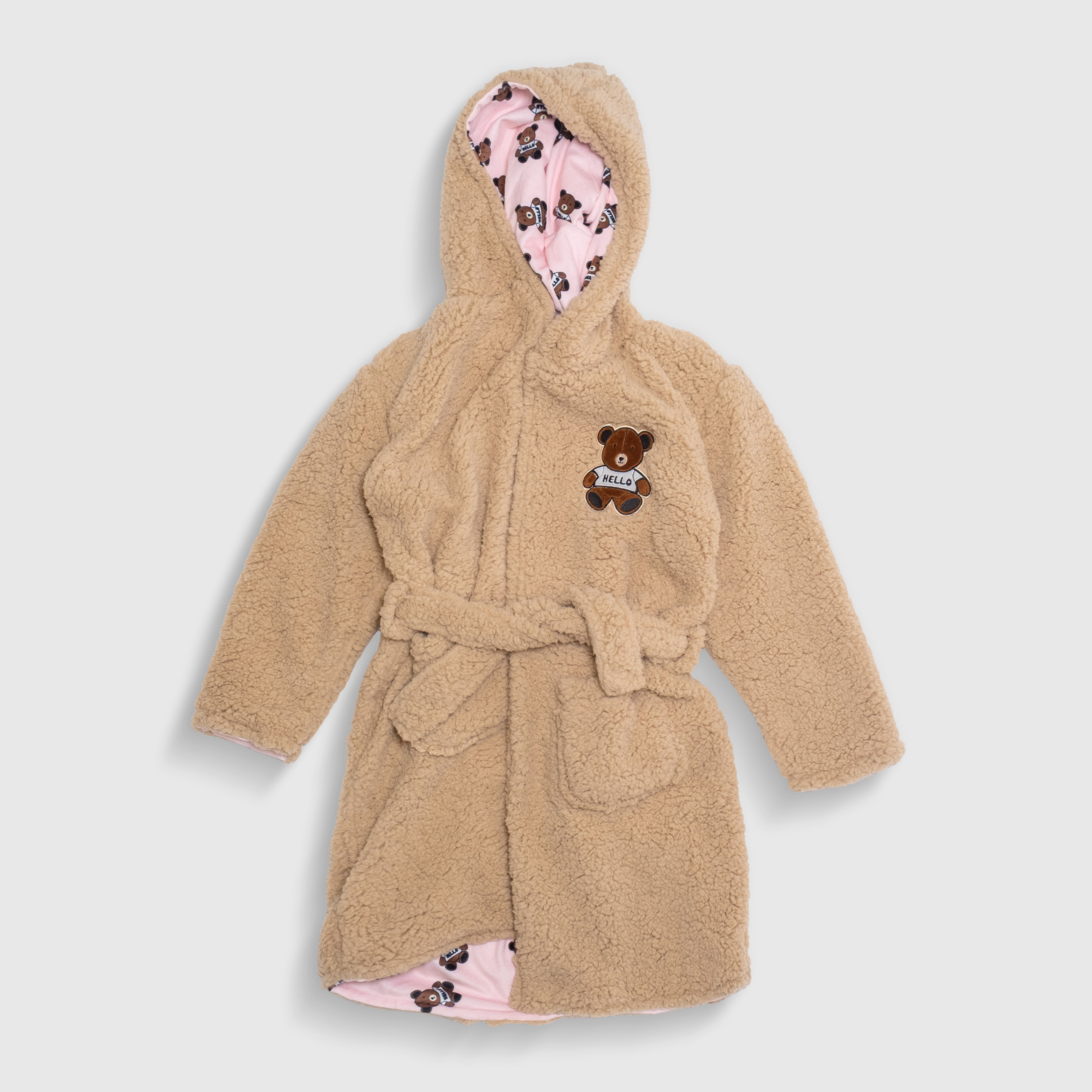 Cozy Switch Robe – Reversible Sherpa & Printed Mink Robe with Appliqué, Teddy Bears