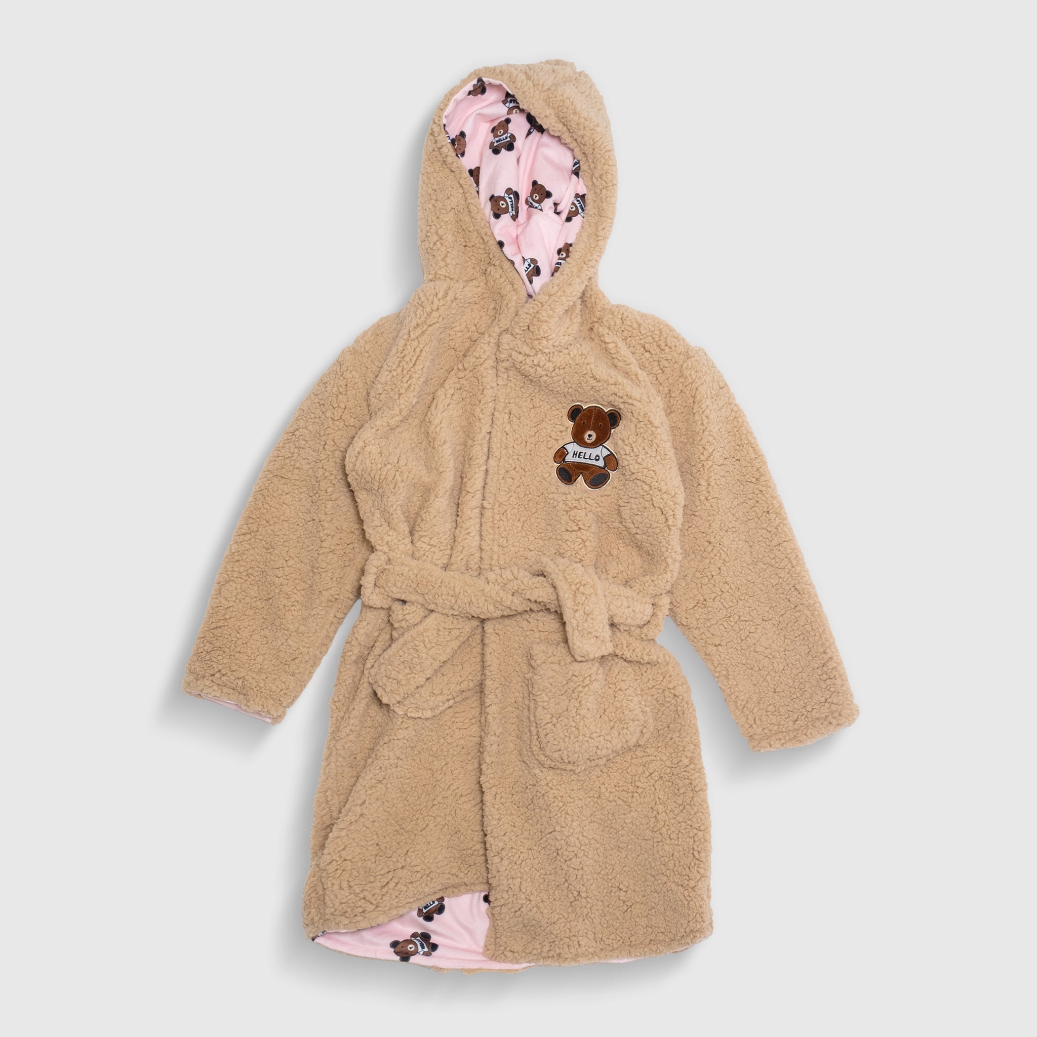 Cozy Switch Robe – Reversible Sherpa & Printed Mink Robe with Appliqué, Teddy Bears