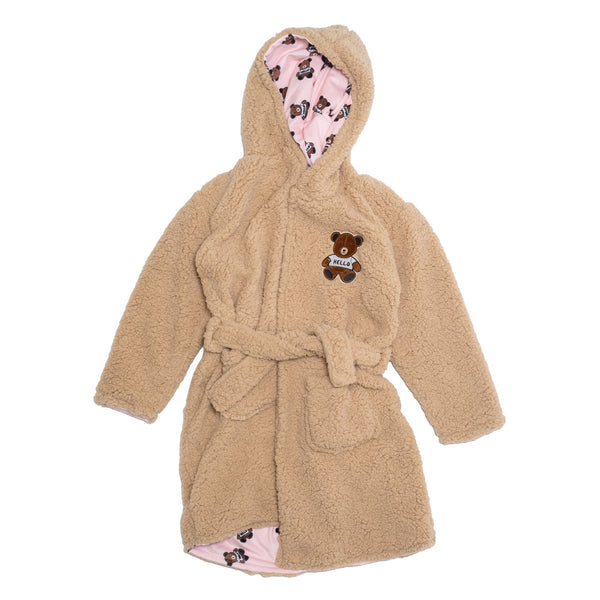 Cozy Switch Robe – Reversible Sherpa & Printed Mink Robe with Appliqué, Teddy Bears