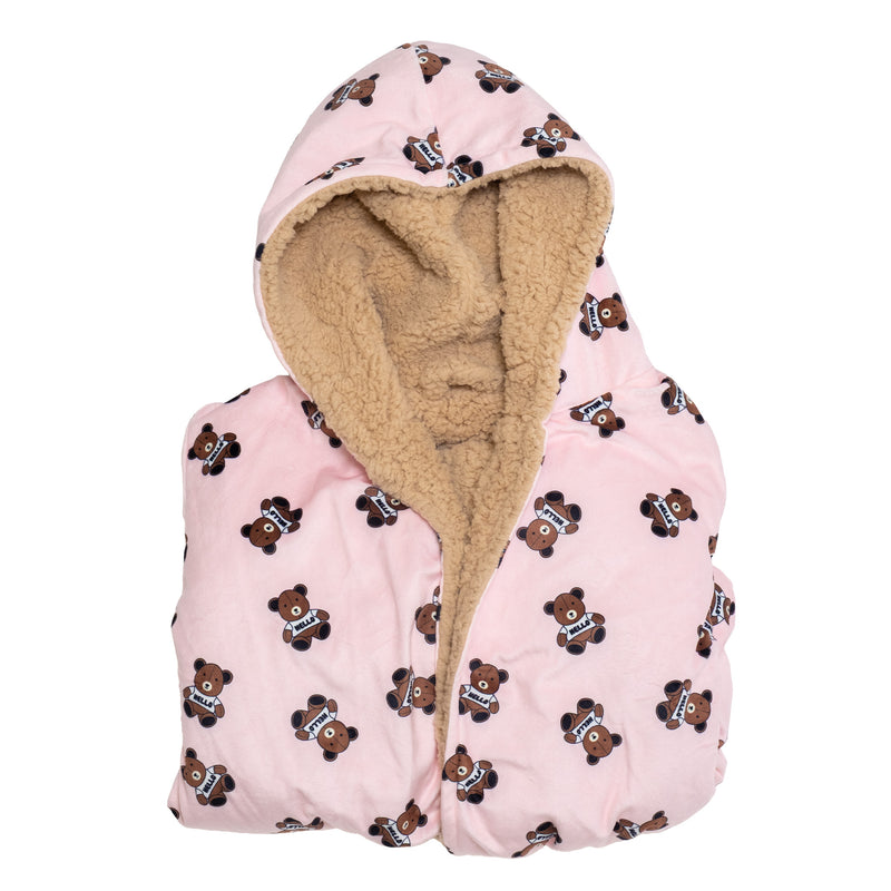 Cozy Switch Robe – Reversible Sherpa & Printed Mink Robe with Appliqué, Teddy Bears