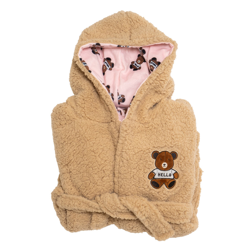 Cozy Switch Robe – Reversible Sherpa & Printed Mink Robe with Appliqué, Teddy Bears
