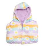Cozy Switch Robe – Reversible Sherpa & Printed Mink Robe with Appliqué, Happy Daisy Stripes