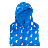 Cozy Switch Robe – Reversible Sherpa & Printed Mink Robe with Appliqué, Blue French Poodles