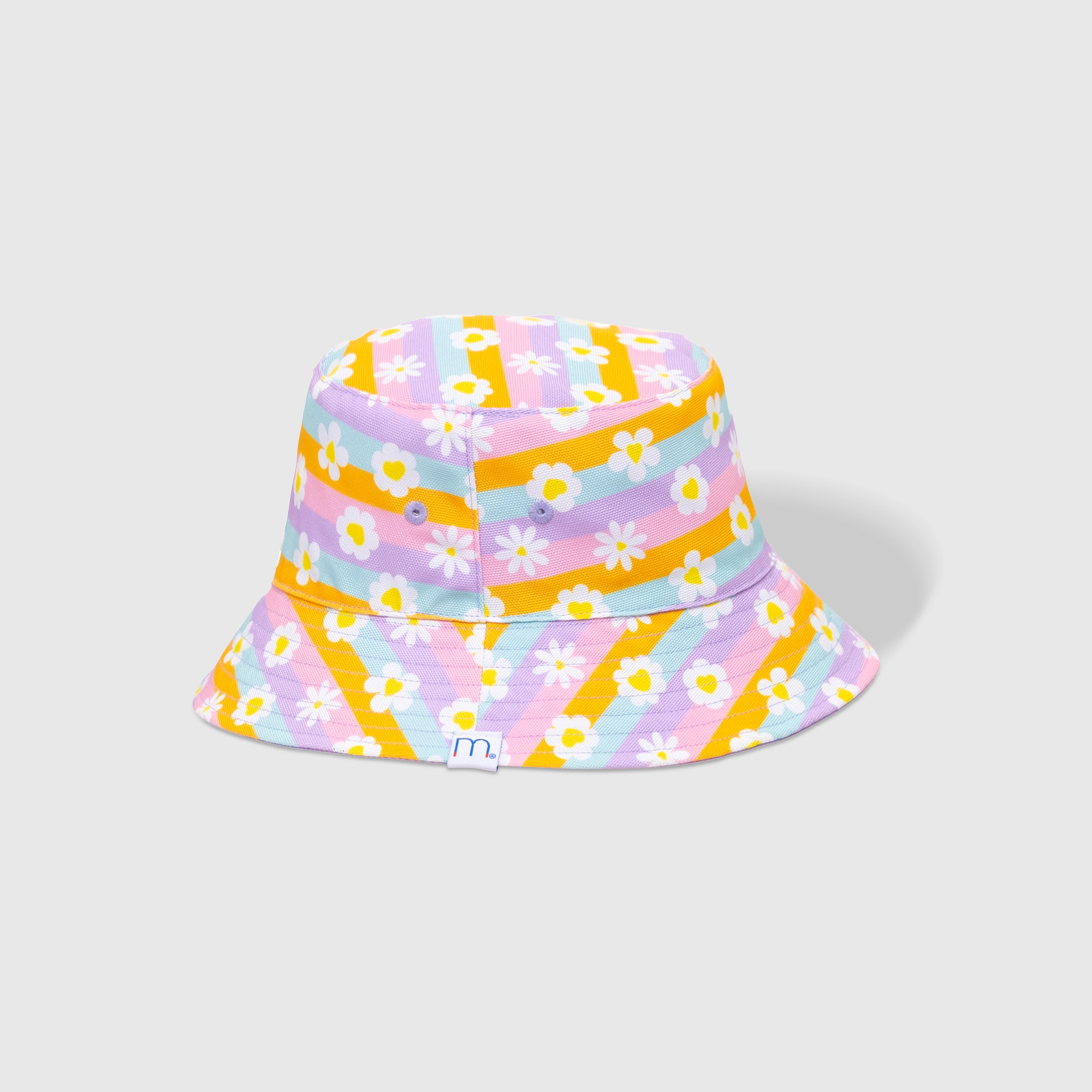 Reversible Bucket Hat – Happy Daisy Stripes