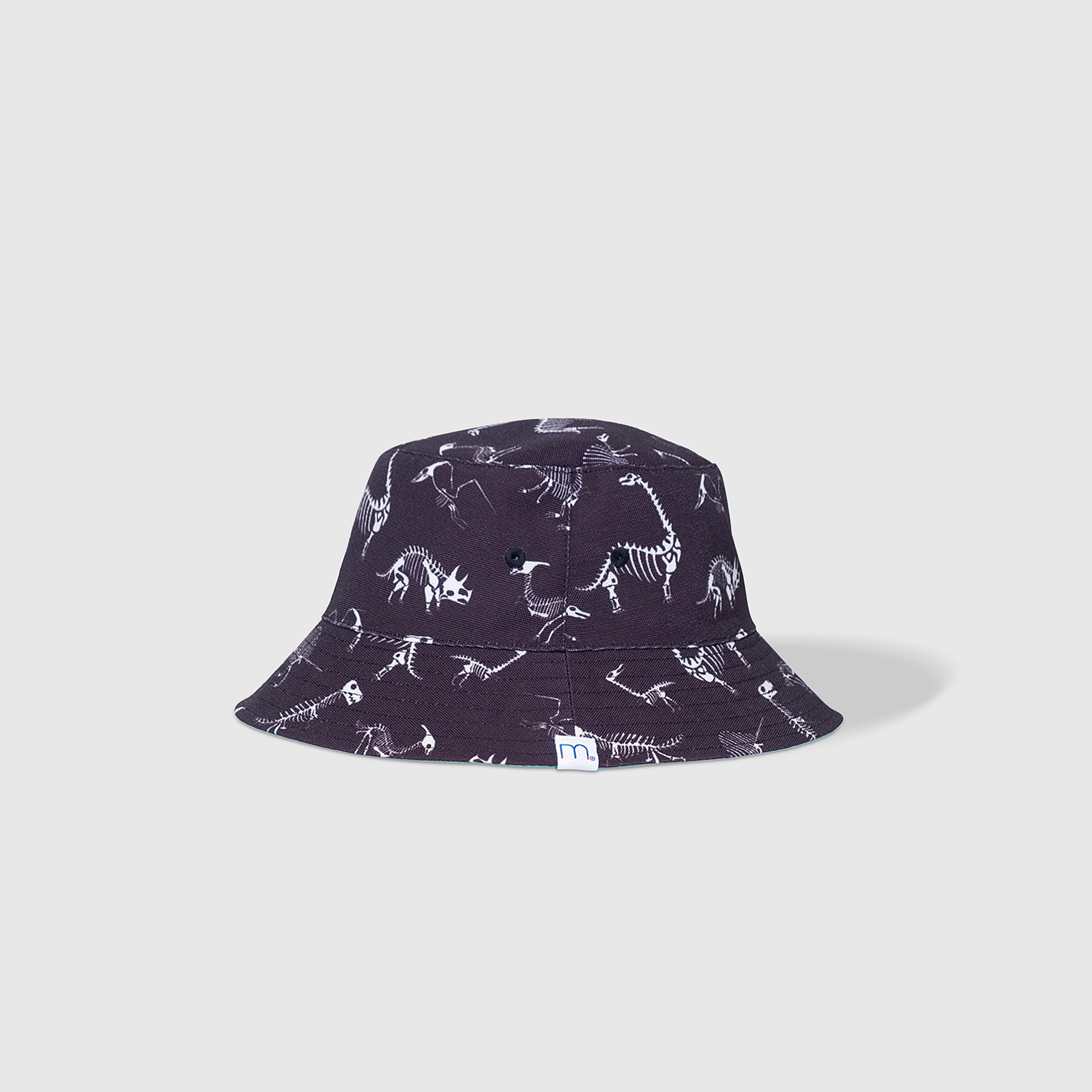 Reversible Glow-in-the-Dark Bucket Hat – Dino Skeleton Bones