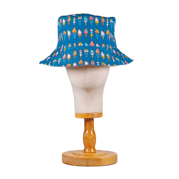 Reversible Kids Bucket Hat – Ice Cream Print | Summer Hat for Kids with 2-in-1 Design, Appliqué Patch & All-Over Print