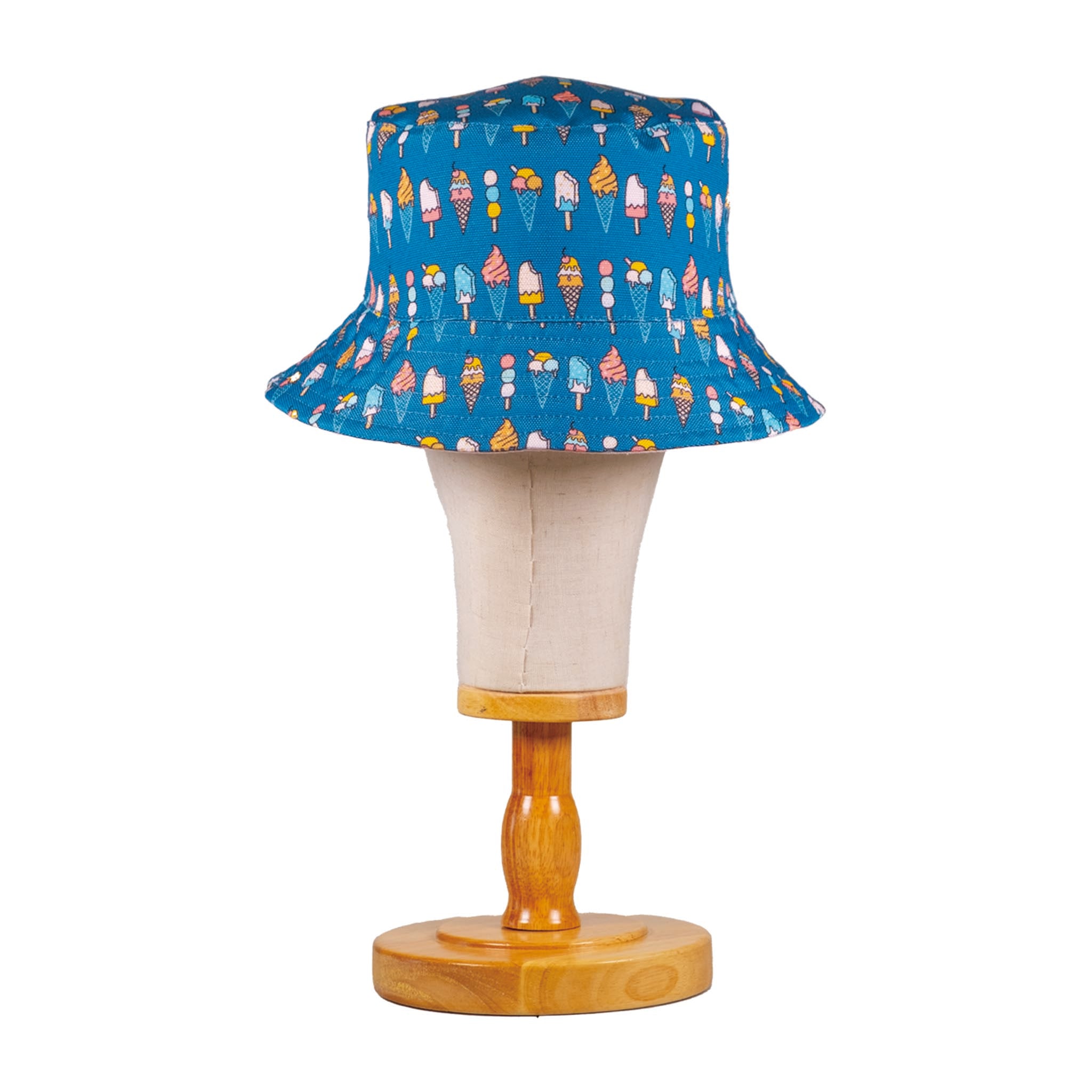 Reversible Kids Bucket Hat – Ice Cream Print | Summer Hat for Kids with 2-in-1 Design, Appliqué Patch & All-Over Print