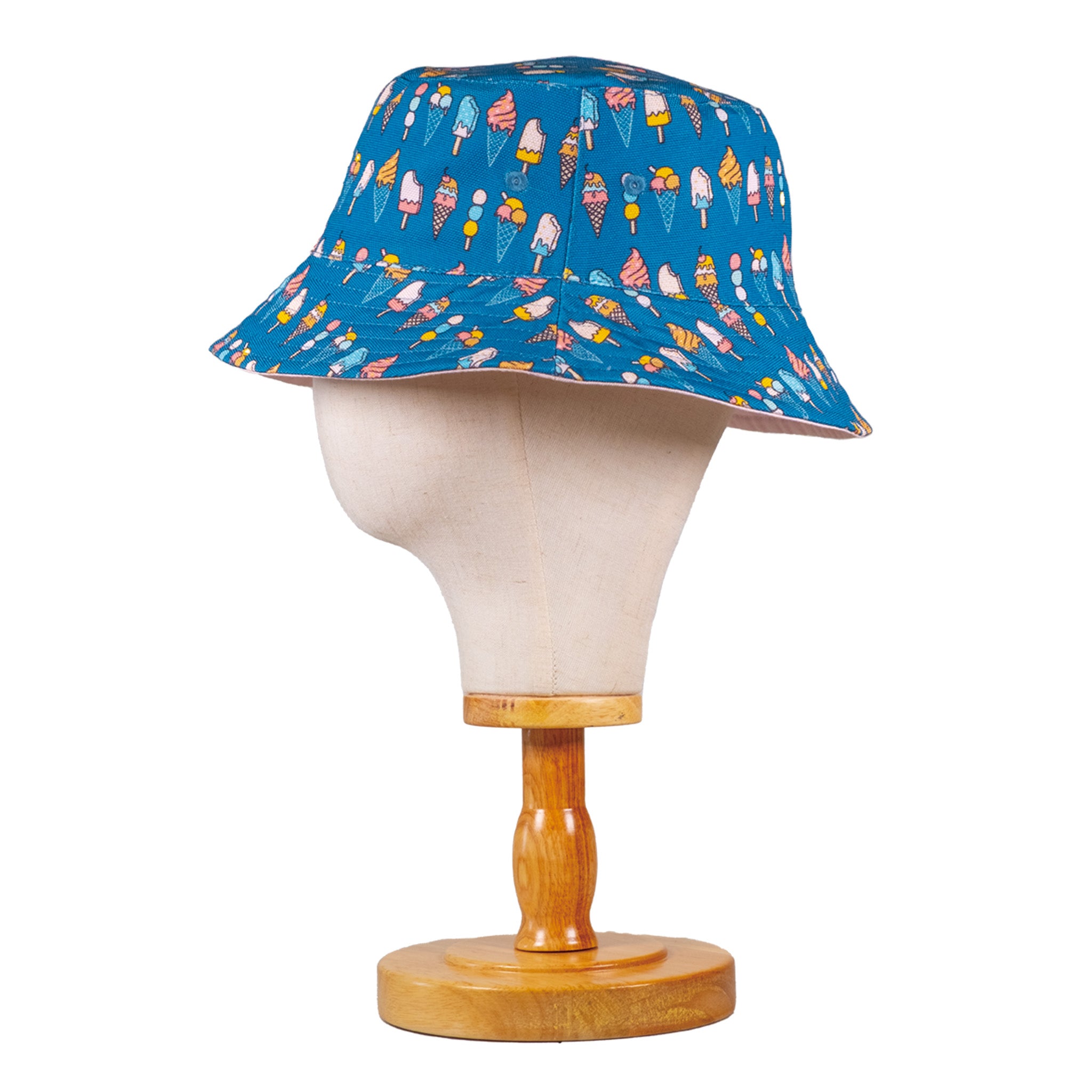 Reversible Kids Bucket Hat – Ice Cream Print | Summer Hat for Kids with 2-in-1 Design, Appliqué Patch & All-Over Print