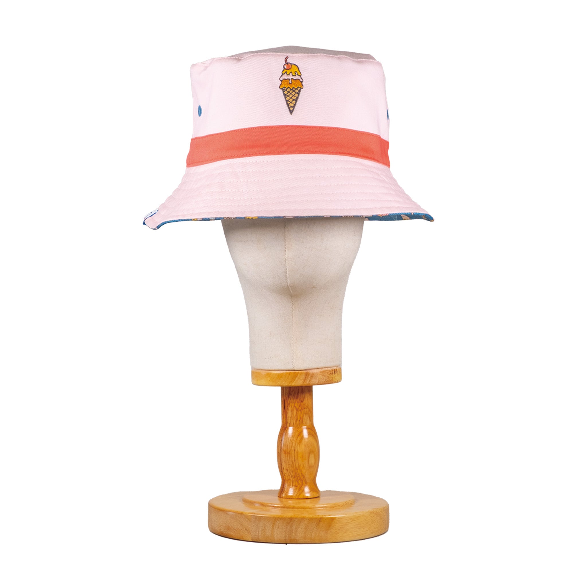 Reversible Kids Bucket Hat – Ice Cream Print | Summer Hat for Kids with 2-in-1 Design, Appliqué Patch & All-Over Print