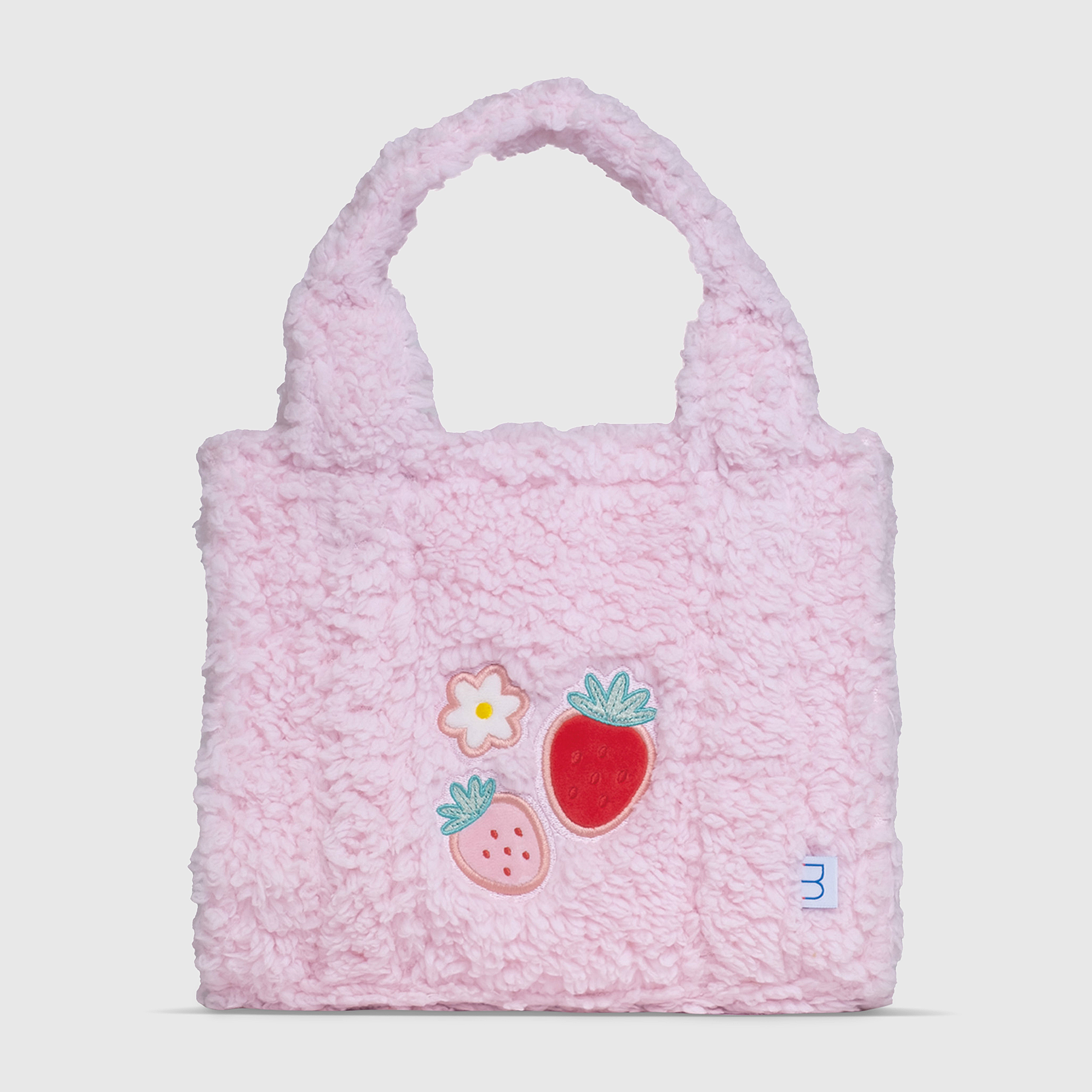 Sherpa Tote Bag – Cozy, Colorful & Convertible with Matching Coin Purse, Strawberries + Daisies