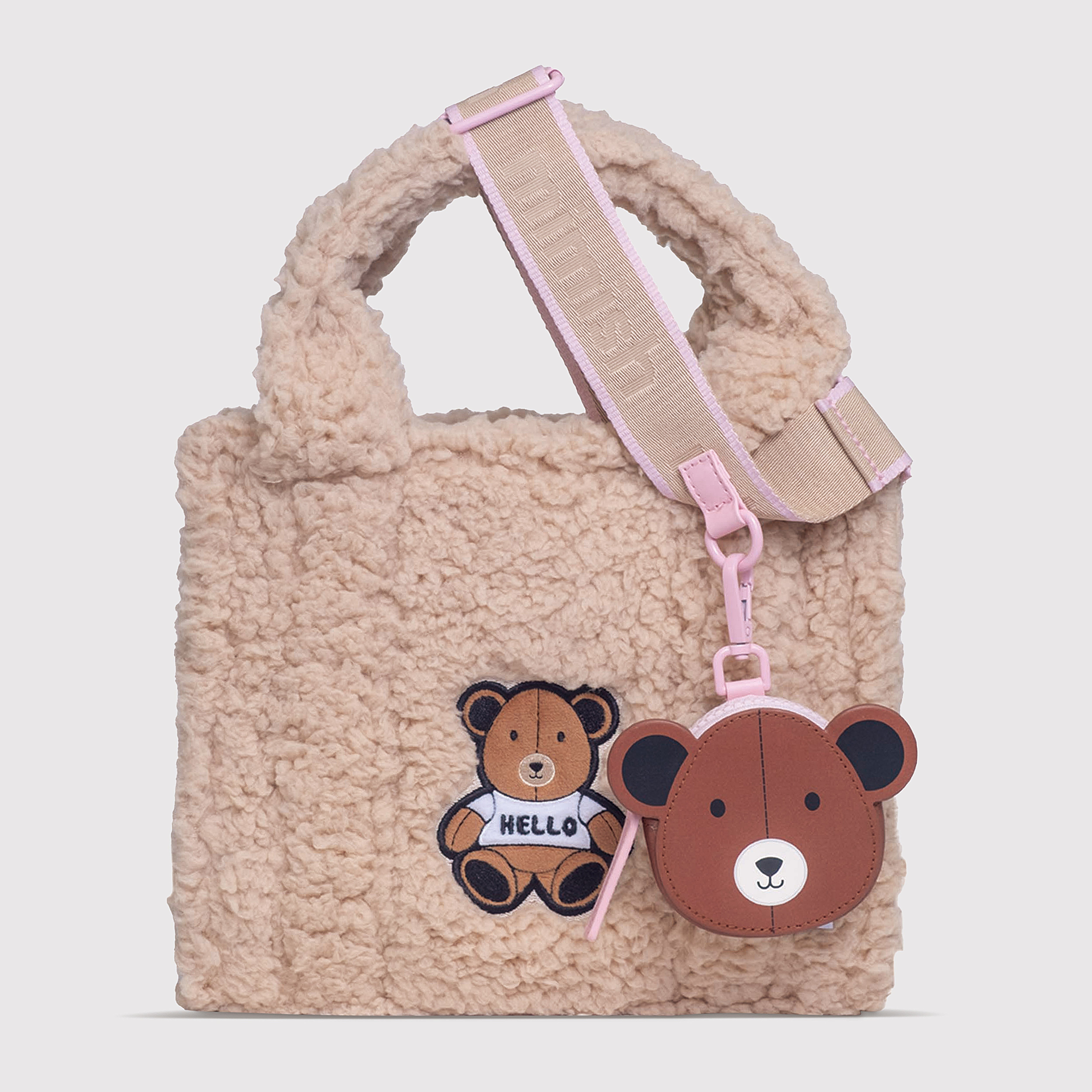 Sherpa Tote Bag – Cozy, Colorful & Convertible with Matching Coin Purse, Teddy Bear