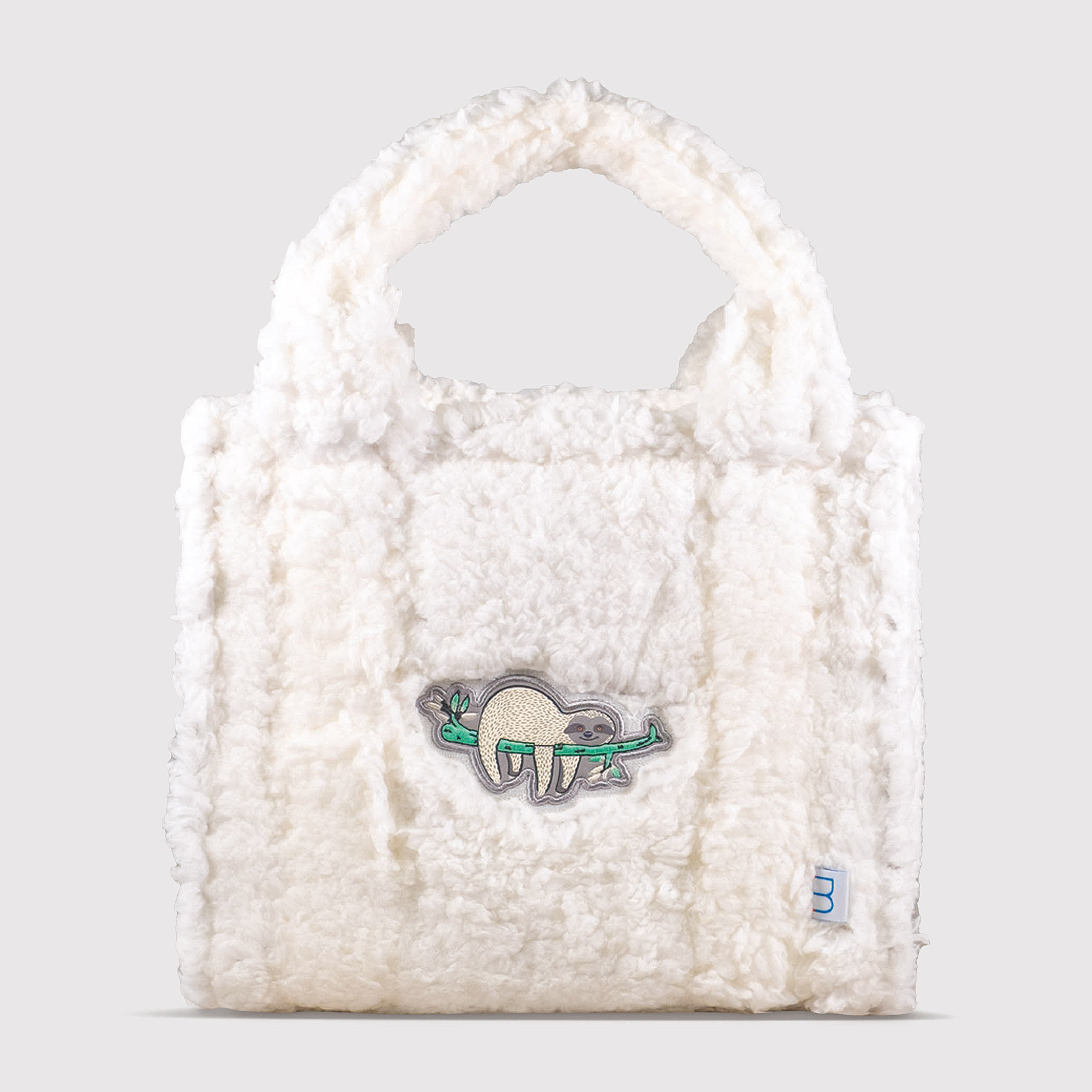 Sherpa Tote Bag – Cozy, Colorful & Convertible with Matching Coin Purse, Lounging Sloth