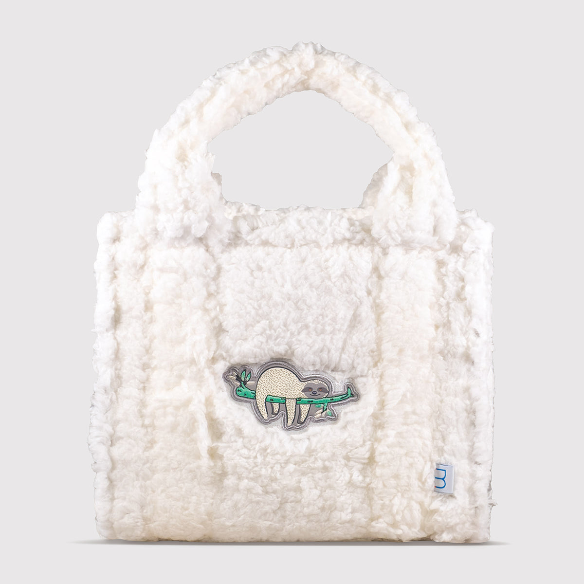 Sherpa Tote Bag – Cozy, Colorful & Convertible with Matching Coin Purse, Lounging Sloth