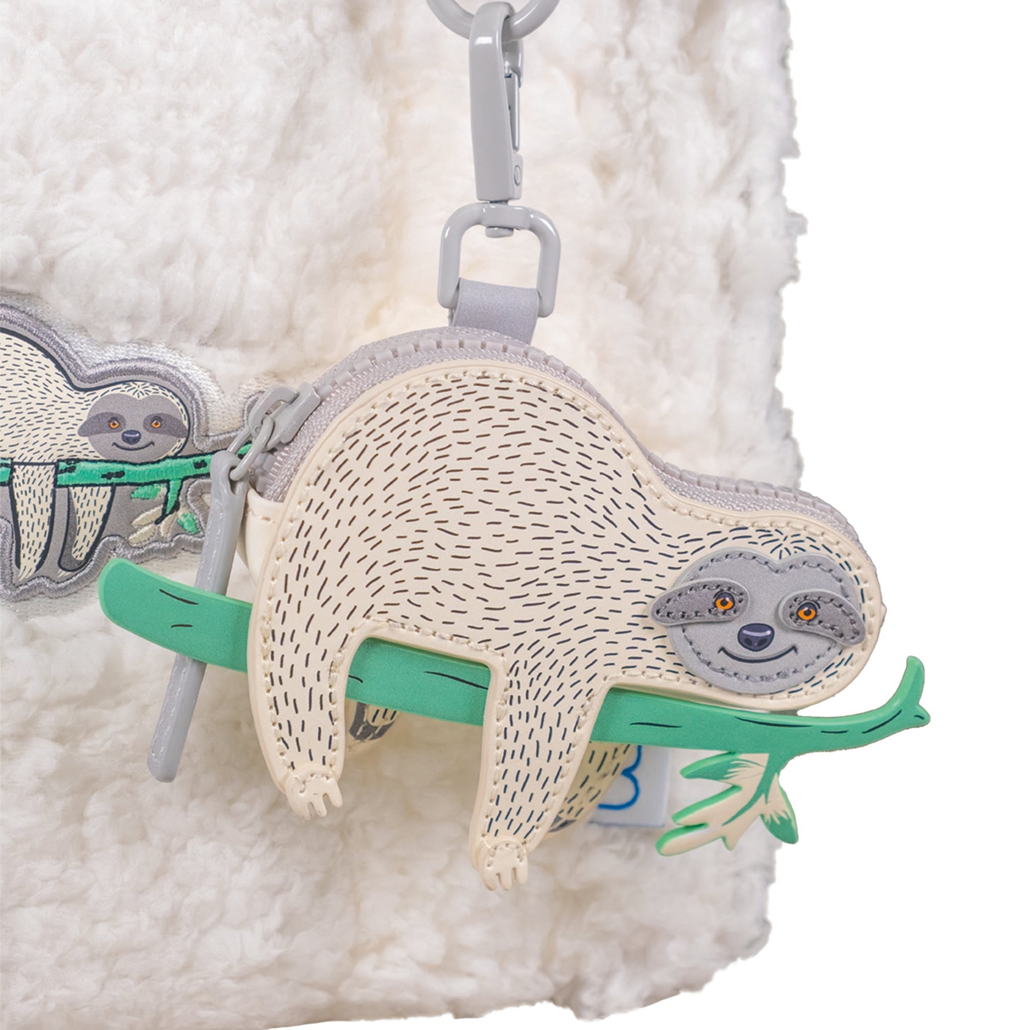 Sherpa Tote Bag – Cozy, Colorful & Convertible with Matching Coin Purse, Lounging Sloth